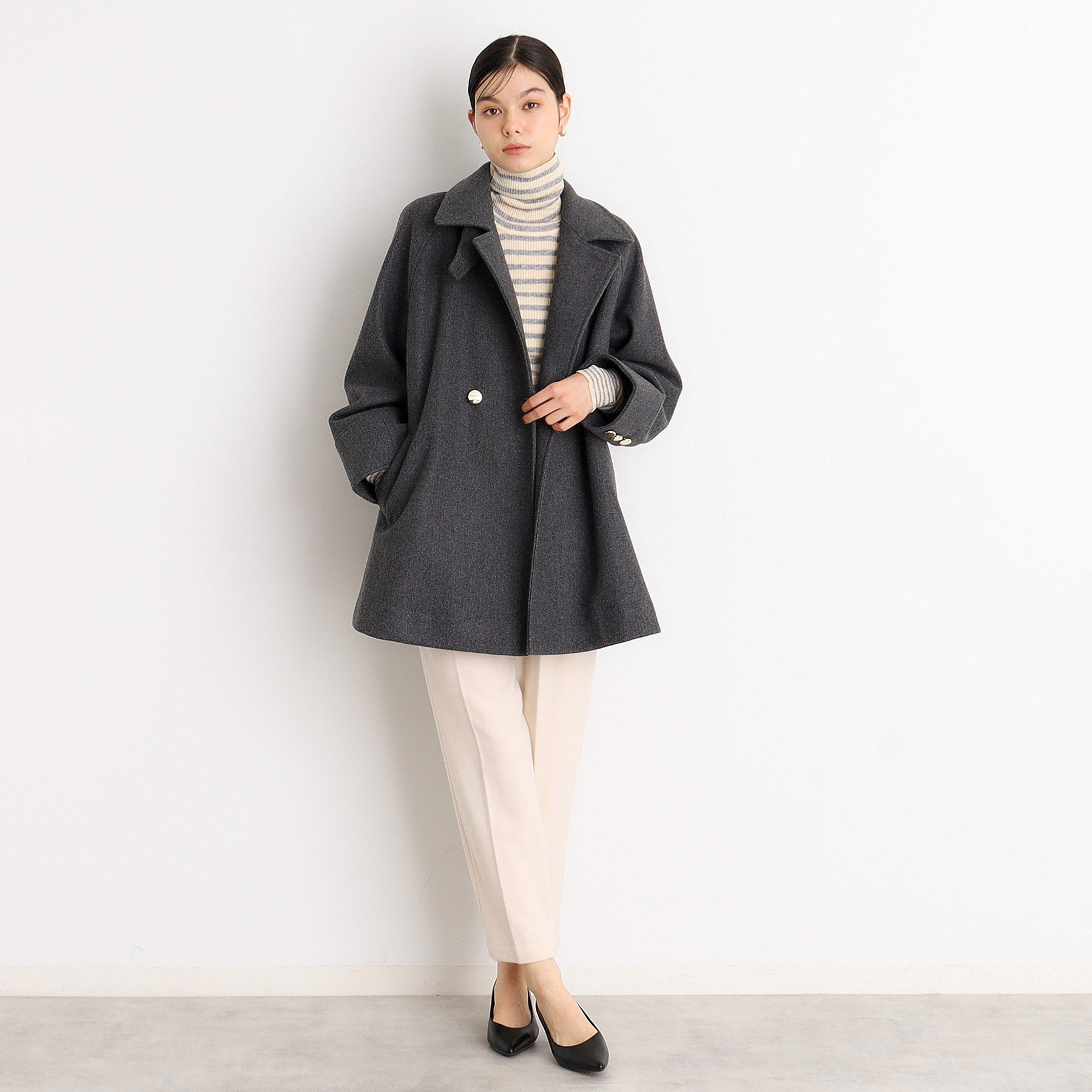 ザ ショップ ティーケー  (ウィメン) THE SHOP TK(Women) 【着映えアウター】フェイクウールスタンドコート （ネイビー(094)） ネイビー(094)