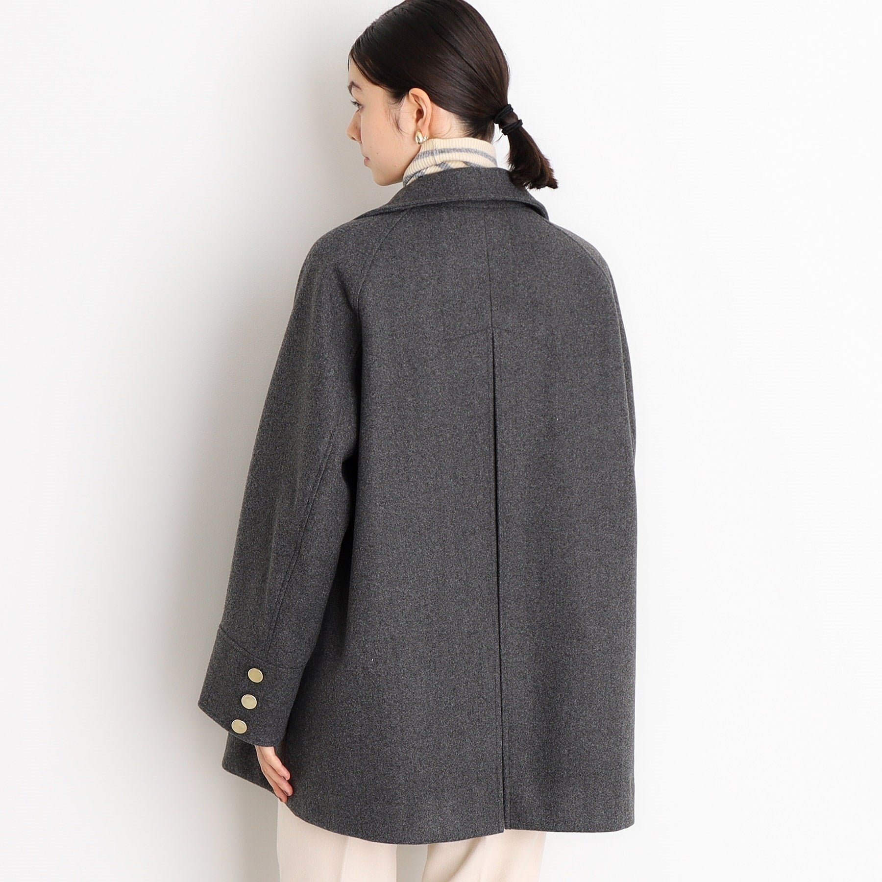 ザ ショップ ティーケー  (ウィメン) THE SHOP TK(Women) 【着映えアウター】フェイクウールスタンドコート （ネイビー(094)） ネイビー(094)