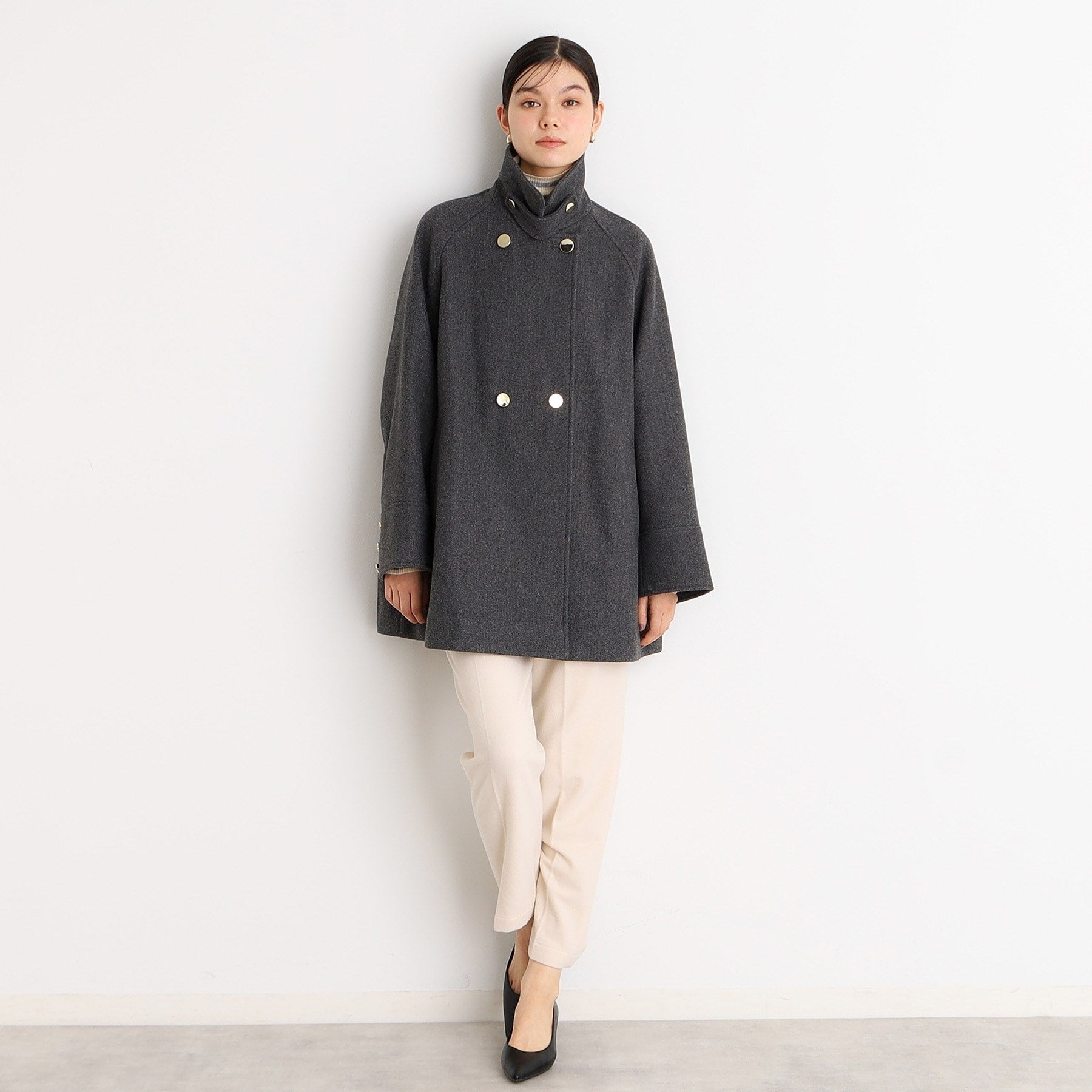 ザ ショップ ティーケー  (ウィメン) THE SHOP TK(Women) 【着映えアウター】フェイクウールスタンドコート （ネイビー(094)） ネイビー(094)