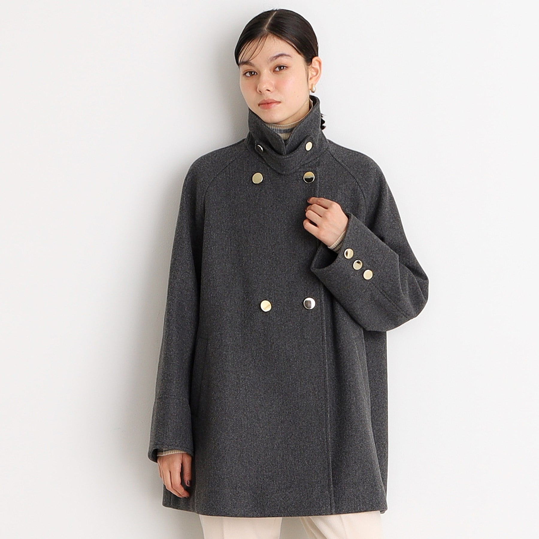 ザ ショップ ティーケー  (ウィメン) THE SHOP TK(Women) 【着映えアウター】フェイクウールスタンドコート （ネイビー(094)） ネイビー(094)