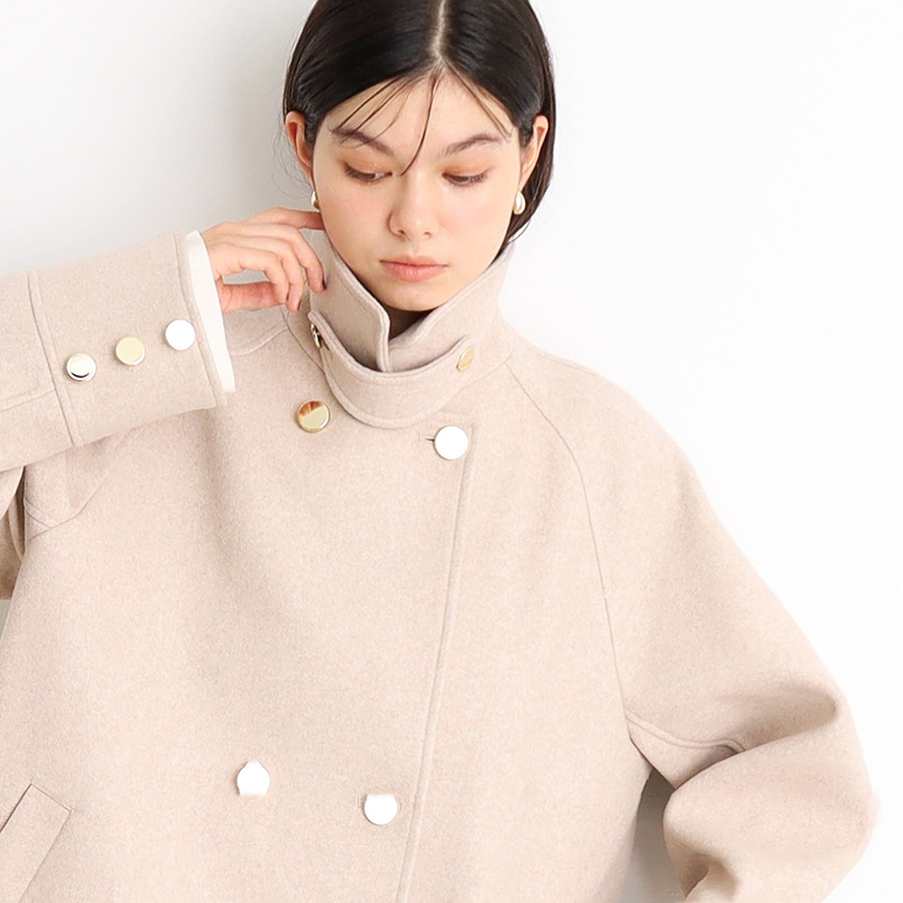 ザ ショップ ティーケー  (ウィメン) THE SHOP TK(Women) 【着映えアウター】フェイクウールスタンドコート （ネイビー(094)） ネイビー(094)