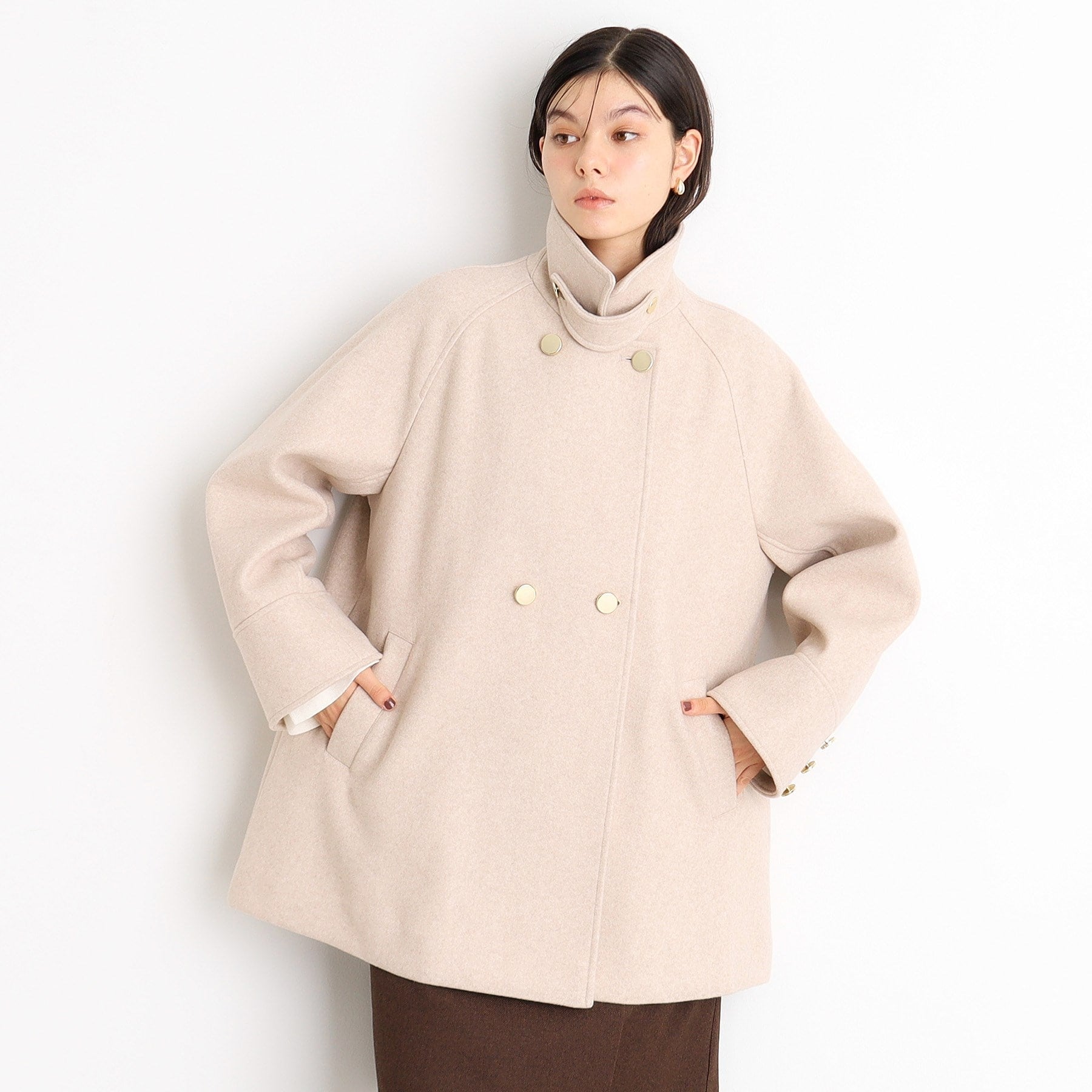 ザ ショップ ティーケー  (ウィメン) THE SHOP TK(Women) 【着映えアウター】フェイクウールスタンドコート （ネイビー(094)） ネイビー(094)