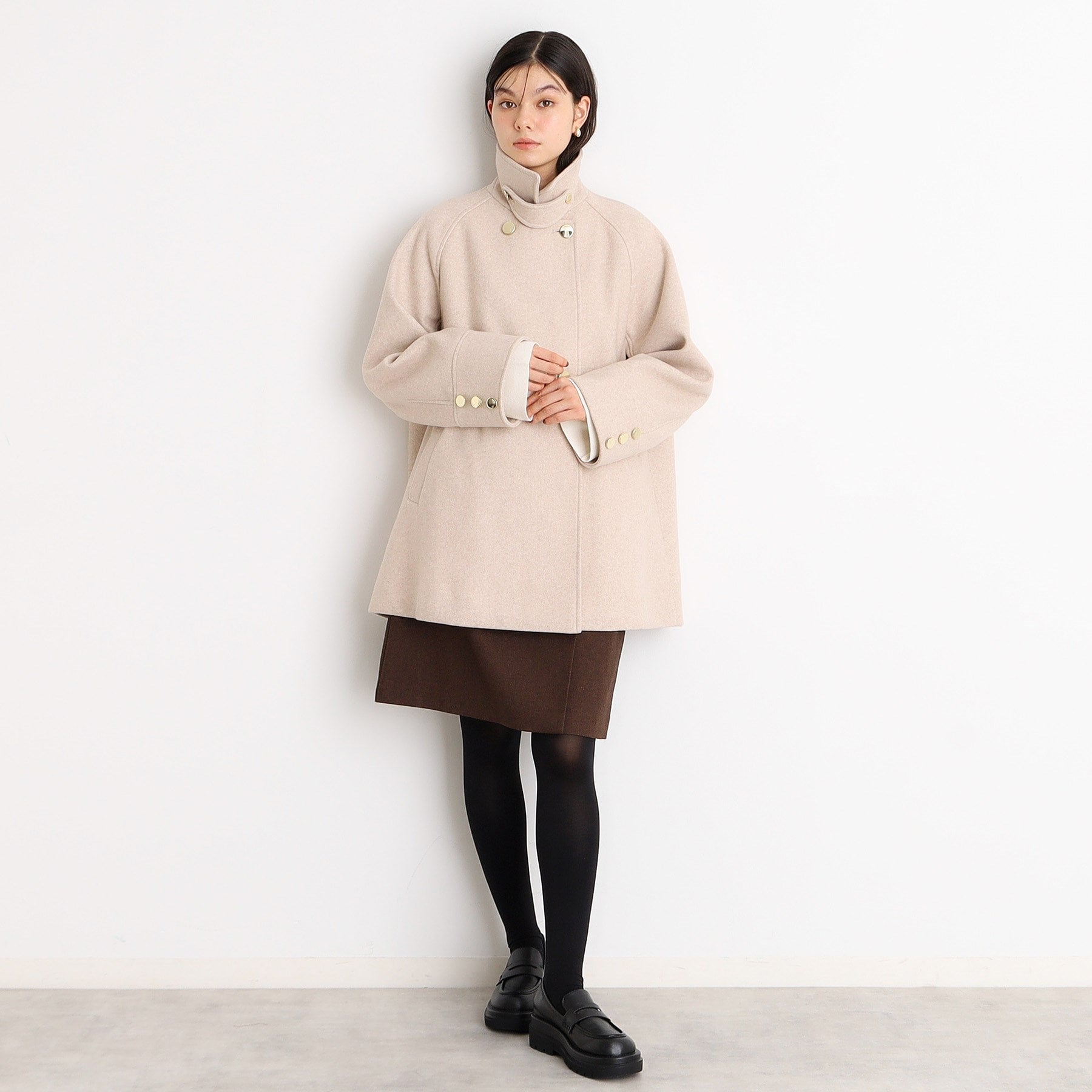 ザ ショップ ティーケー  (ウィメン) THE SHOP TK(Women) 【着映えアウター】フェイクウールスタンドコート （ネイビー(094)） ネイビー(094)