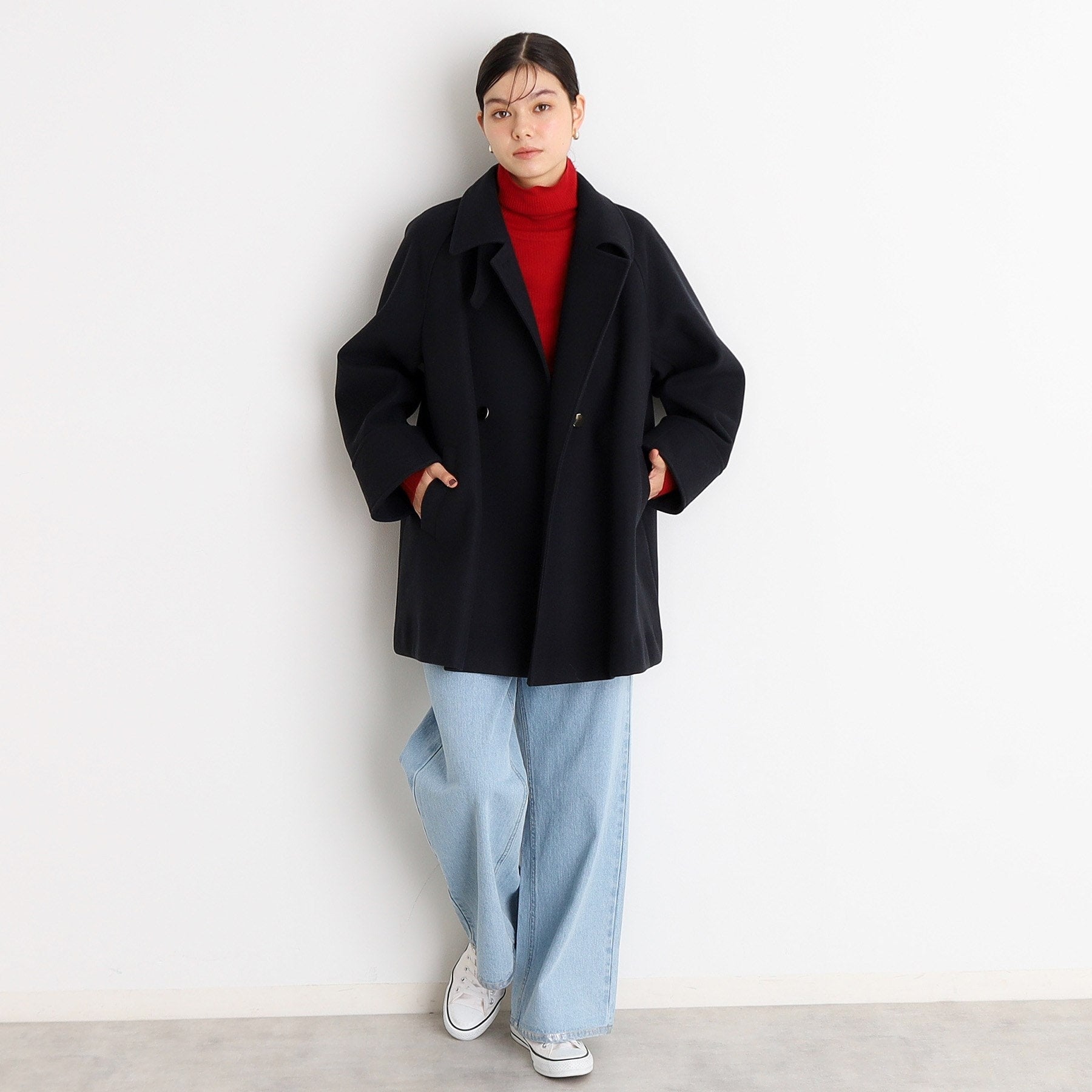 ザ ショップ ティーケー  (ウィメン) THE SHOP TK(Women) 【着映えアウター】フェイクウールスタンドコート （ネイビー(094)） ネイビー(094)