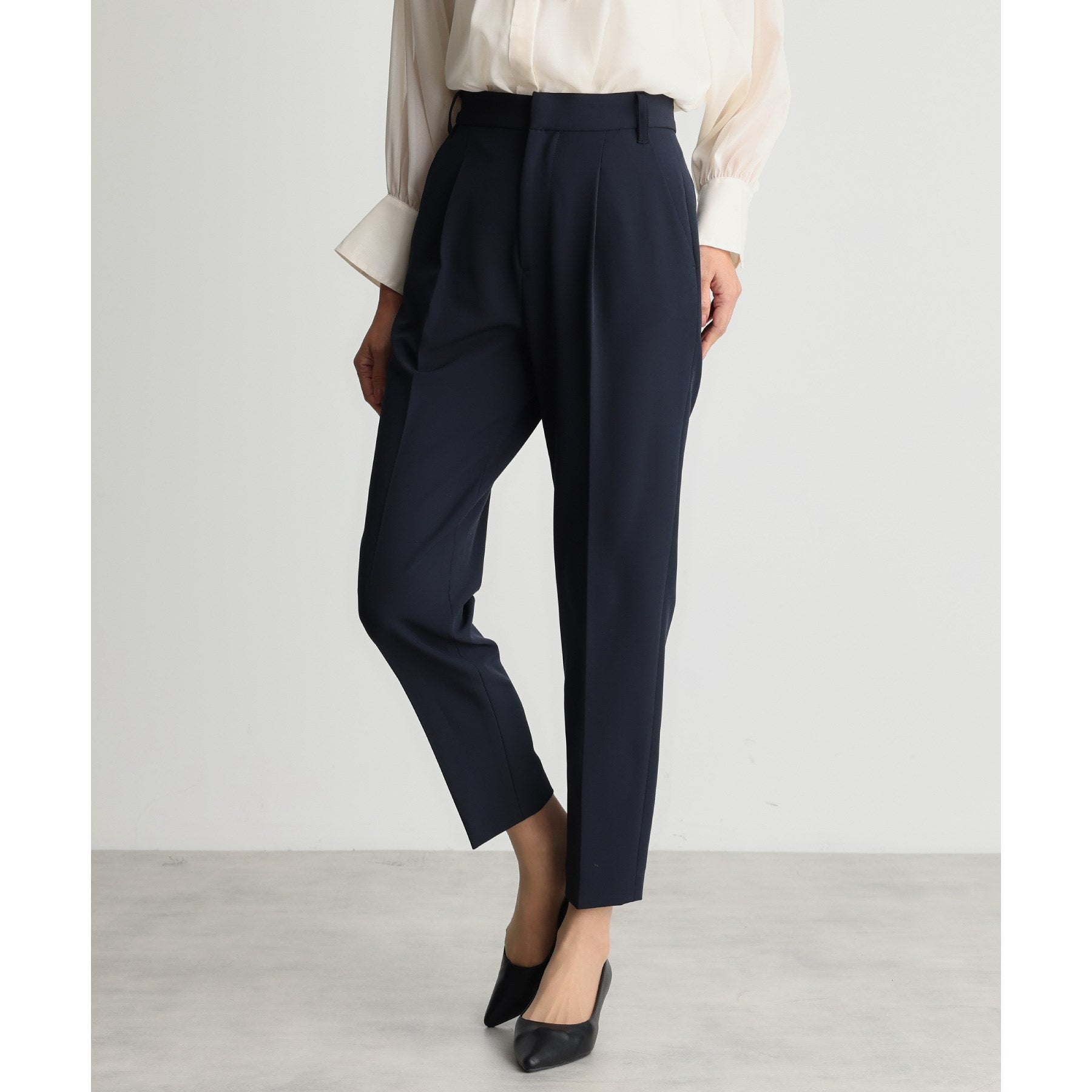 ザ ショップ ティーケー  (ウィメン) THE SHOP TK(Women) ダブルクロステーパードパンツ サスティナブル （ブラック(019)） ブラック(019)