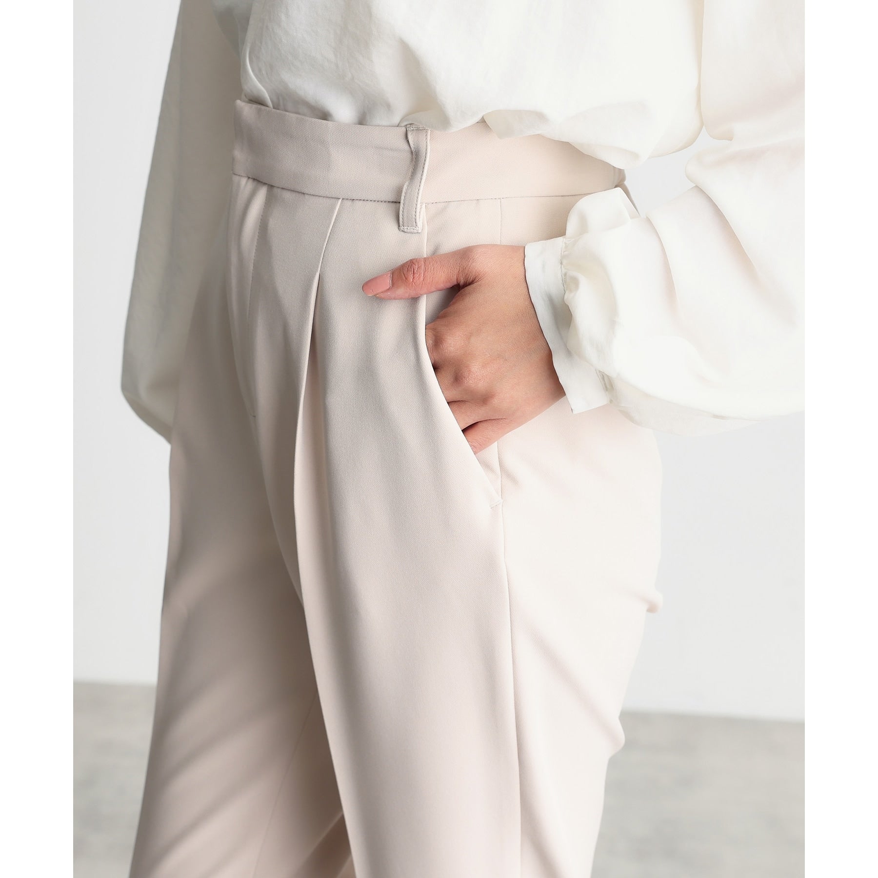 ザ ショップ ティーケー  (ウィメン) THE SHOP TK(Women) ダブルクロステーパードパンツ サスティナブル （ブラック(019)） ブラック(019)