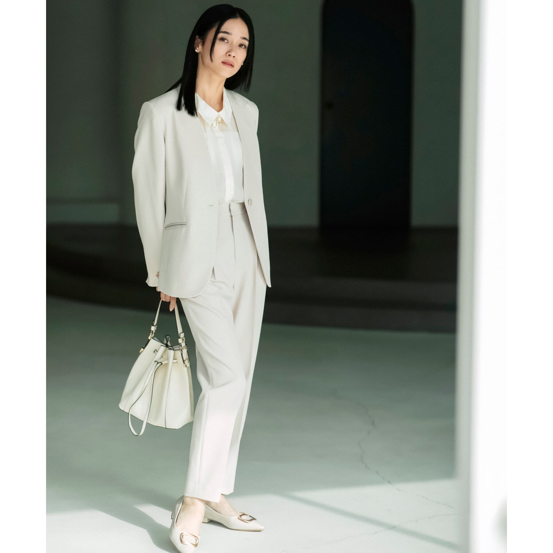 ザ ショップ ティーケー  (ウィメン) THE SHOP TK(Women) ダブルクロステーパードパンツ サスティナブル （ブラック(019)） ブラック(019)