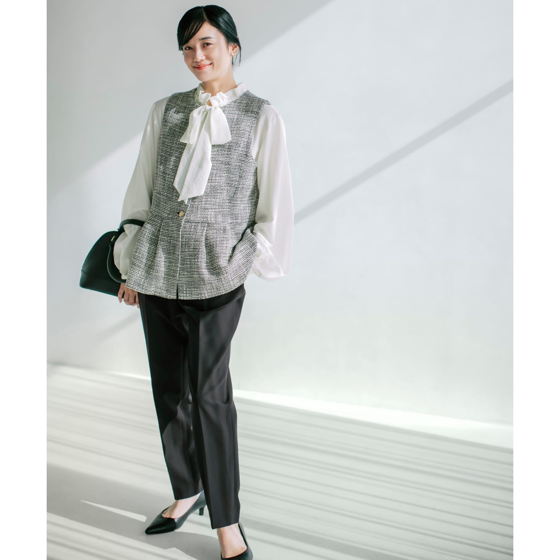 ザ ショップ ティーケー  (ウィメン) THE SHOP TK(Women) ダブルクロステーパードパンツ サスティナブル （ブラック(019)） ブラック(019)