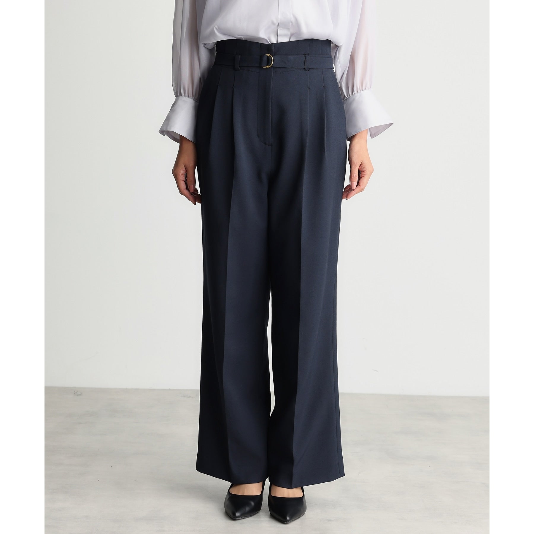 ザ ショップ ティーケー  (ウィメン) THE SHOP TK(Women) CAVIAN 2タックワイドパンツ （ネイビー(094)） ネイビー(094)