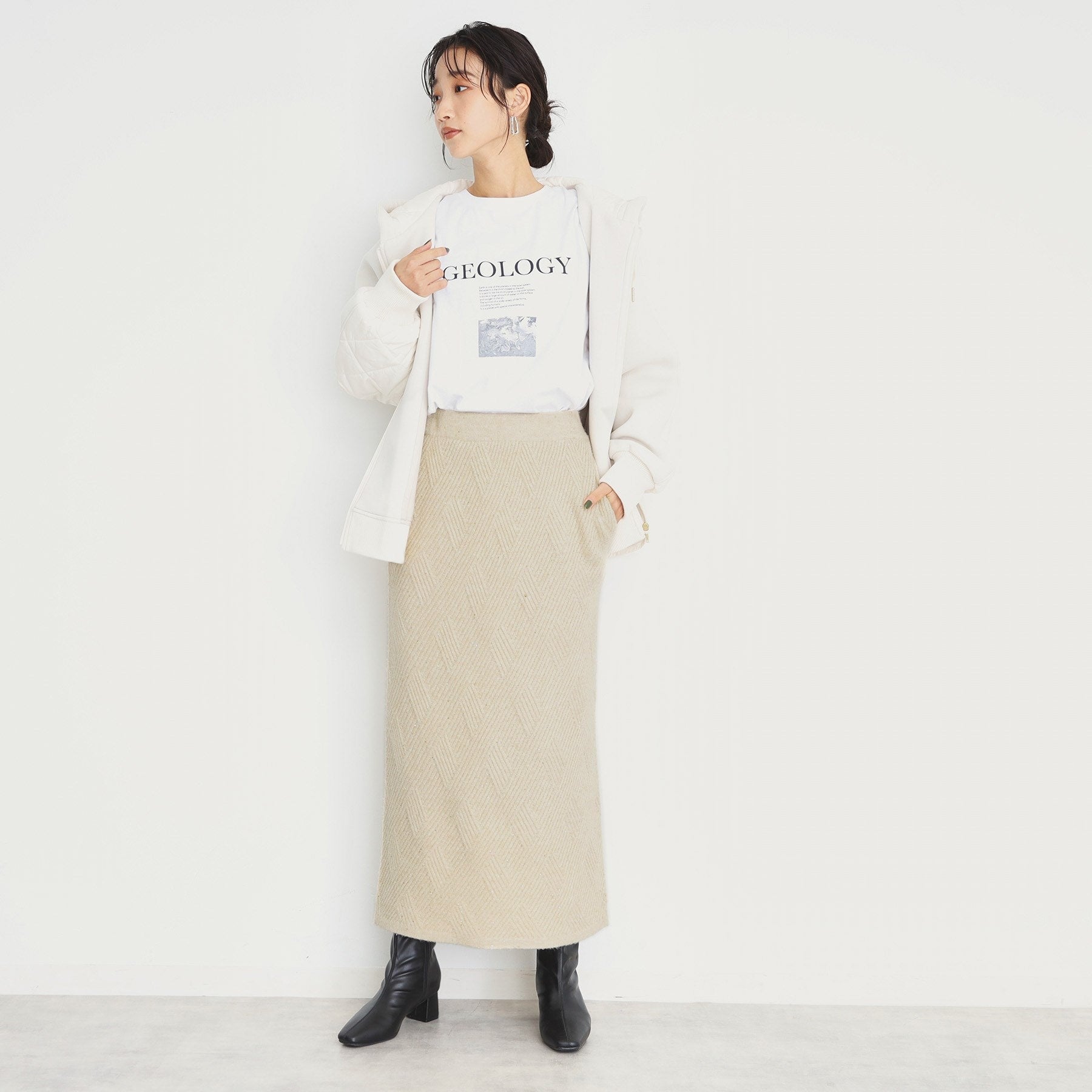 ザ ショップ ティーケー  (ウィメン) THE SHOP TK(Women) リンクススパンコールニットスカート （ブラック(019)） ブラック(019)