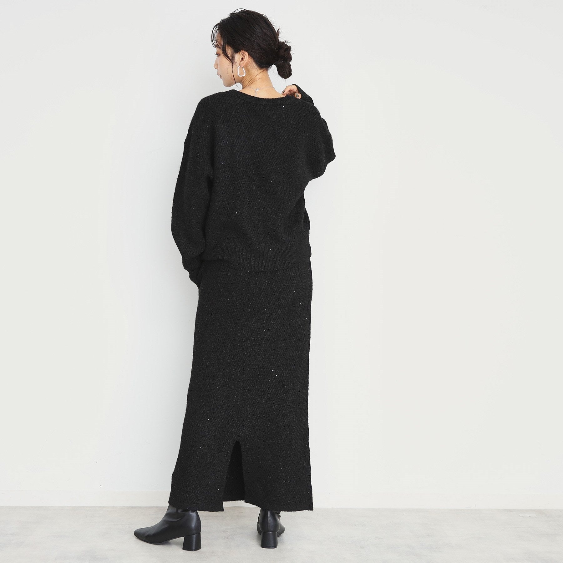 ザ ショップ ティーケー  (ウィメン) THE SHOP TK(Women) リンクススパンコールニットスカート （ブラック(019)） ブラック(019)