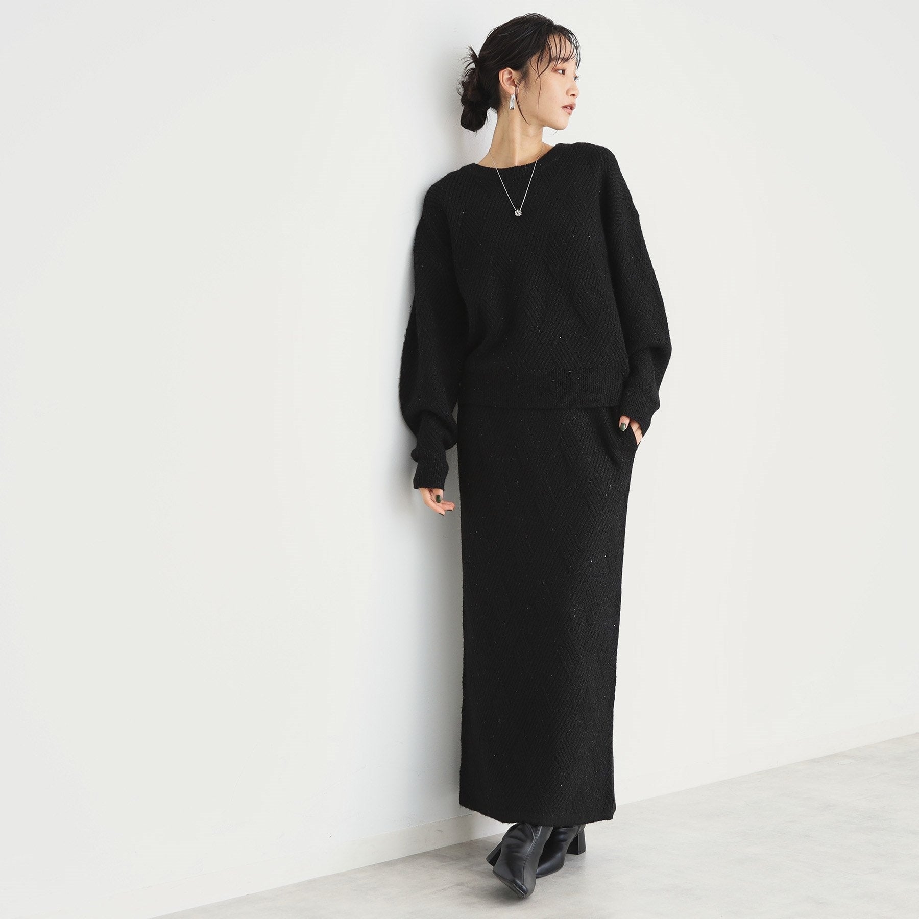 ザ ショップ ティーケー  (ウィメン) THE SHOP TK(Women) リンクススパンコールニットスカート （ブラック(019)） ブラック(019)