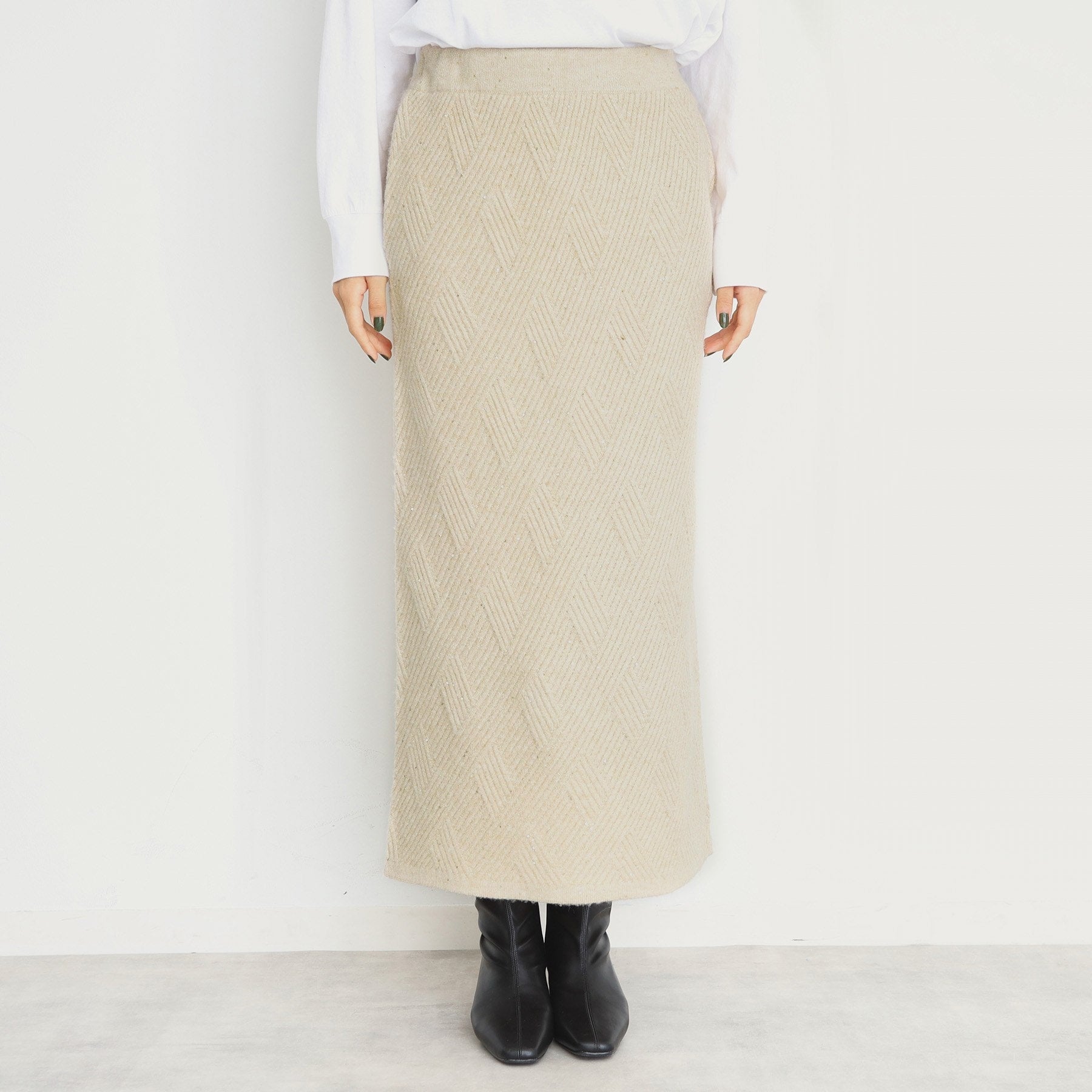ザ ショップ ティーケー  (ウィメン) THE SHOP TK(Women) リンクススパンコールニットスカート （ブラック(019)） ブラック(019)