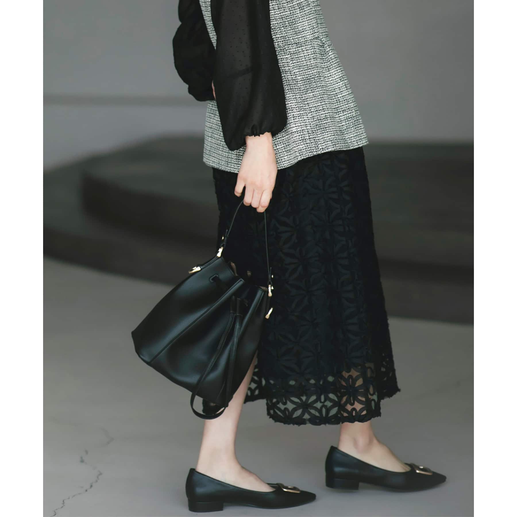 ザ ショップ ティーケー  (ウィメン) THE SHOP TK(Women) 刺繍レーススカート （ブラック(019)） ブラック(019)