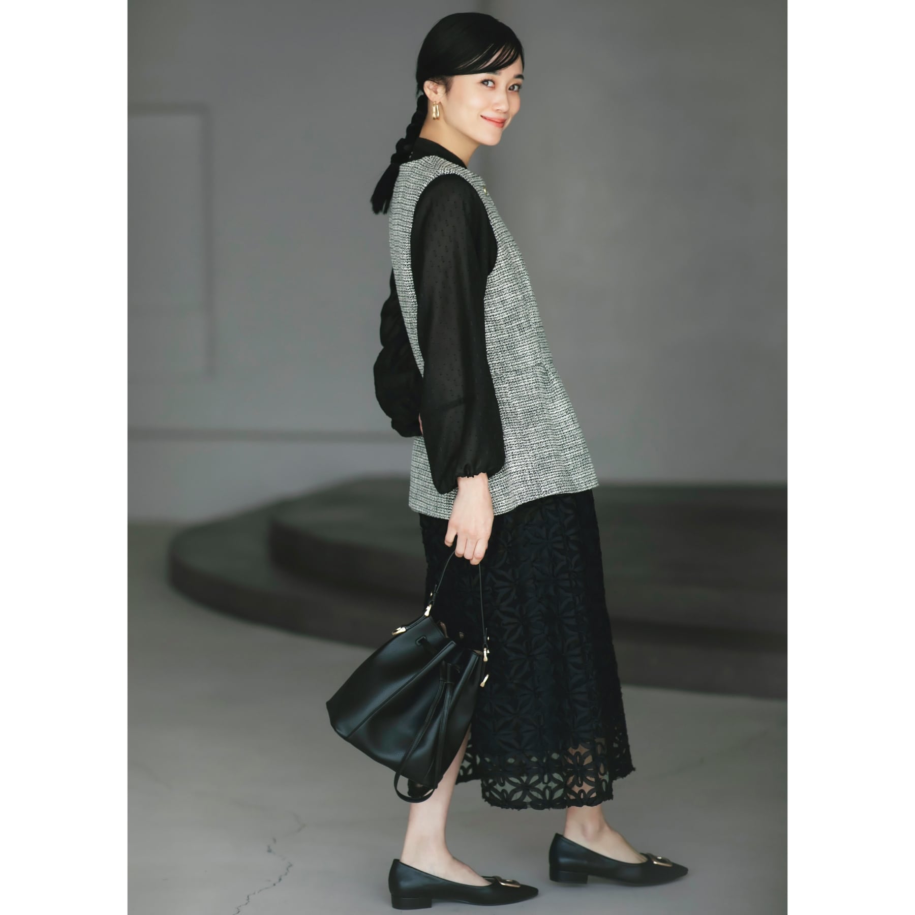 ザ ショップ ティーケー  (ウィメン) THE SHOP TK(Women) 刺繍レーススカート （ブラック(019)） ブラック(019)