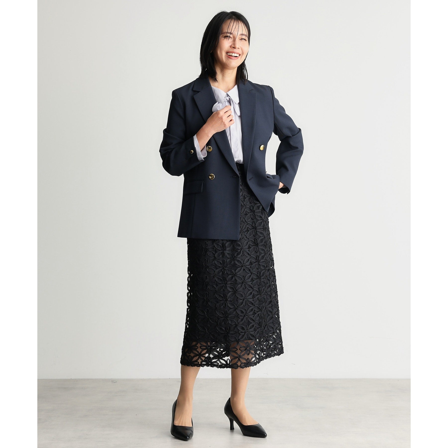 ザ ショップ ティーケー  (ウィメン) THE SHOP TK(Women) 刺繍レーススカート （ブラック(019)） ブラック(019)