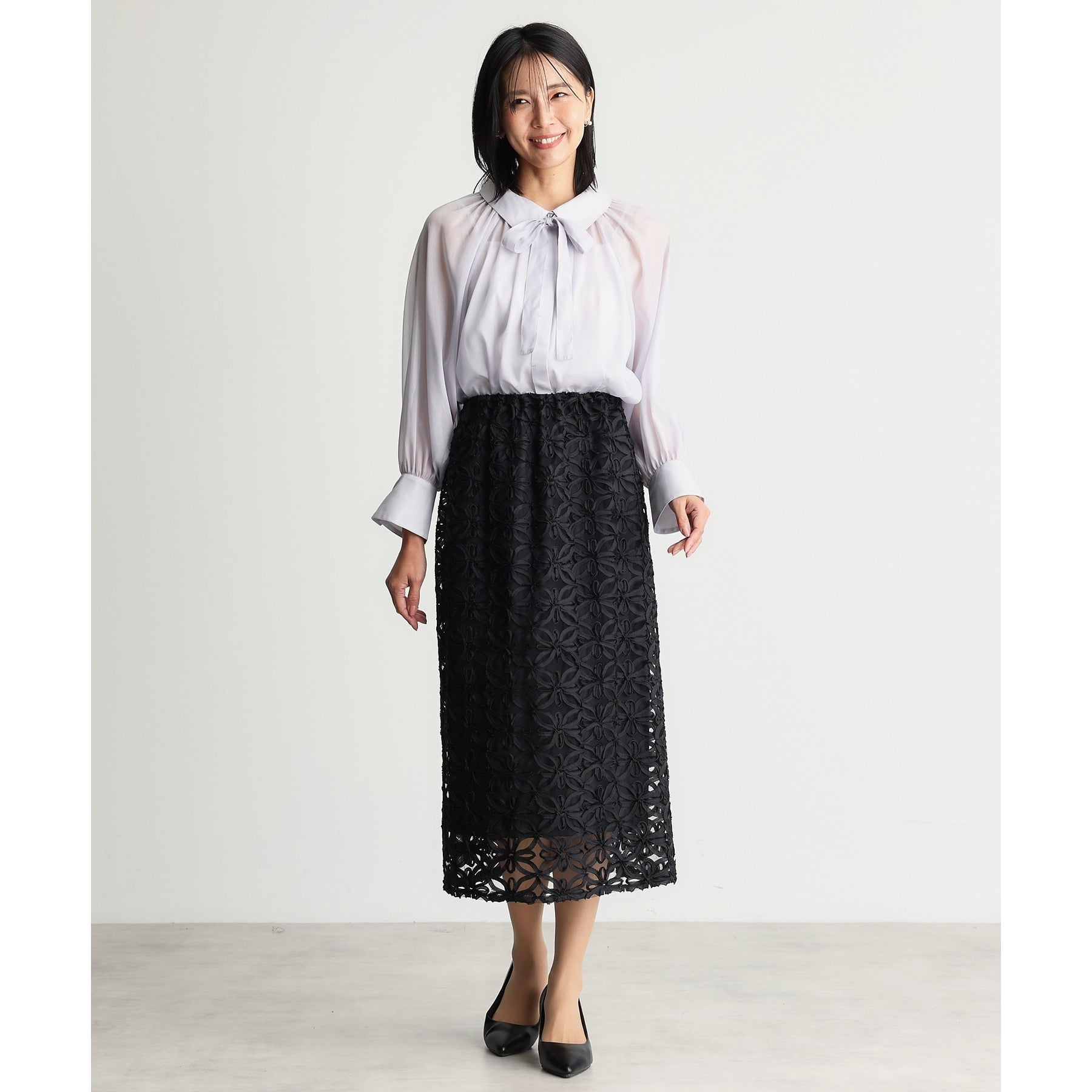 ザ ショップ ティーケー  (ウィメン) THE SHOP TK(Women) 刺繍レーススカート （ブラック(019)） ブラック(019)