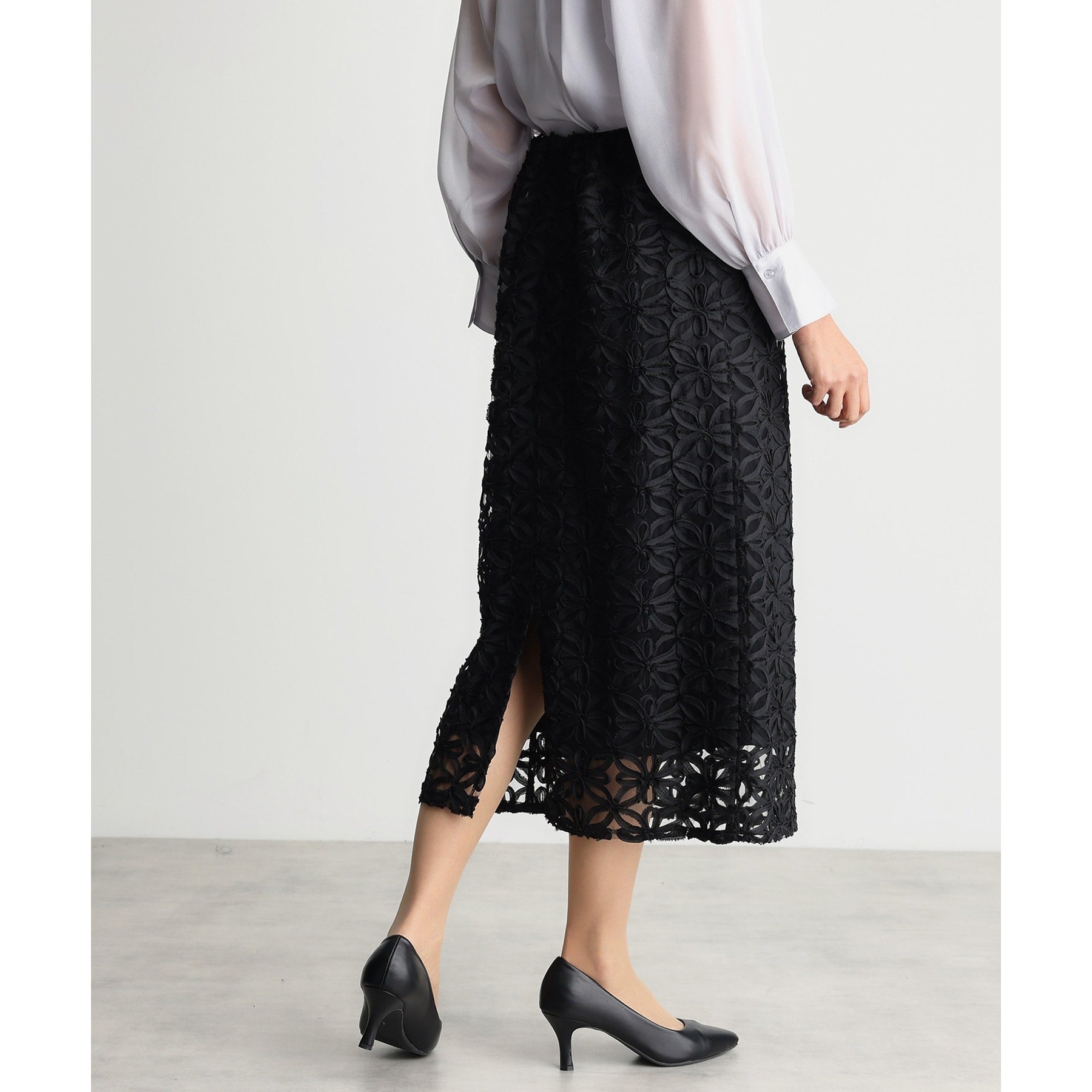 ザ ショップ ティーケー  (ウィメン) THE SHOP TK(Women) 刺繍レーススカート （ブラック(019)） ブラック(019)