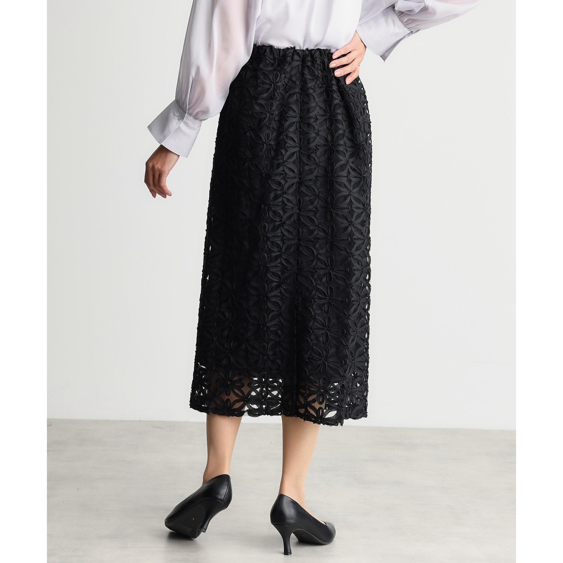 ザ ショップ ティーケー  (ウィメン) THE SHOP TK(Women) 刺繍レーススカート （ブラック(019)） ブラック(019)