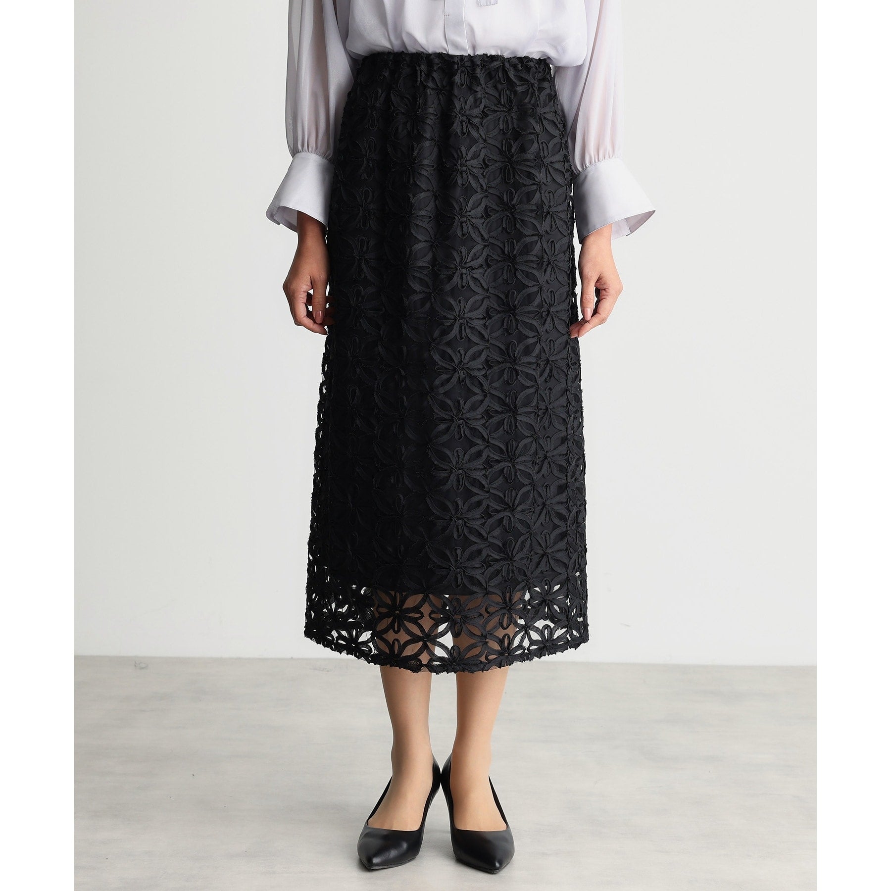 ザ ショップ ティーケー  (ウィメン) THE SHOP TK(Women) 刺繍レーススカート （ブラック(019)） ブラック(019)