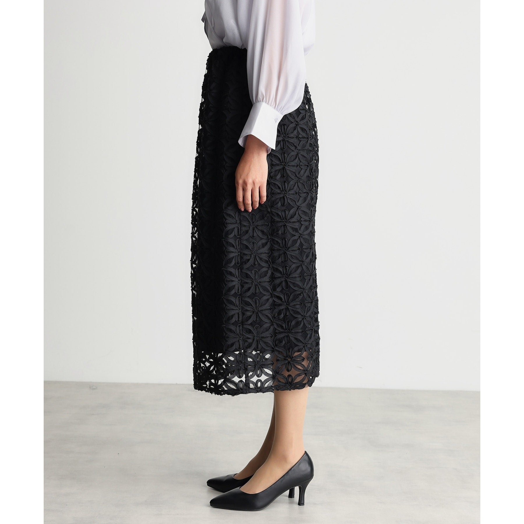 ザ ショップ ティーケー  (ウィメン) THE SHOP TK(Women) 刺繍レーススカート （ブラック(019)） ブラック(019)