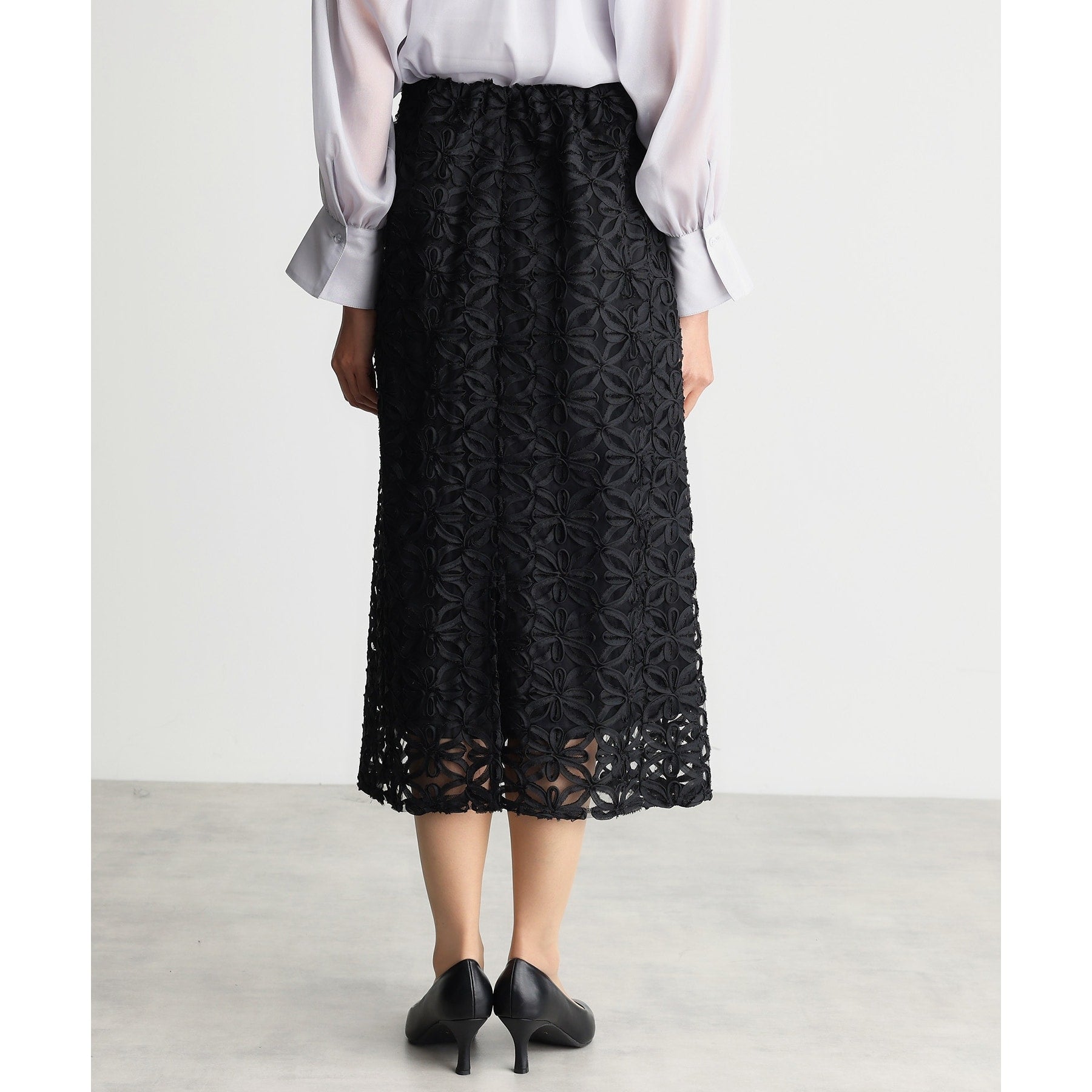 ザ ショップ ティーケー  (ウィメン) THE SHOP TK(Women) 刺繍レーススカート （ブラック(019)） ブラック(019)