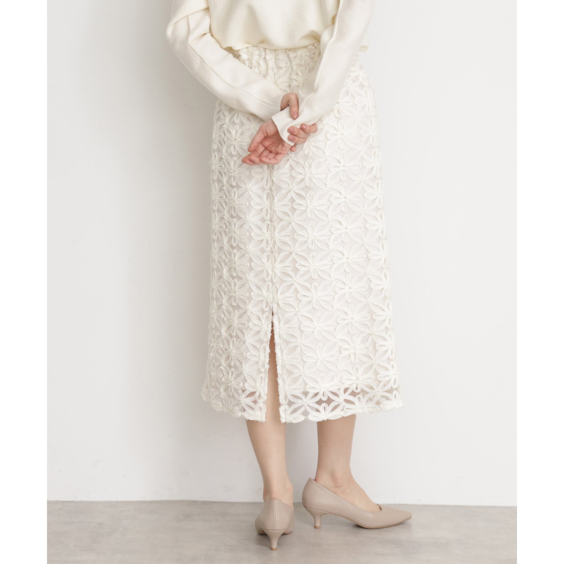 ザ ショップ ティーケー  (ウィメン) THE SHOP TK(Women) 刺繍レーススカート （ブラック(019)） ブラック(019)