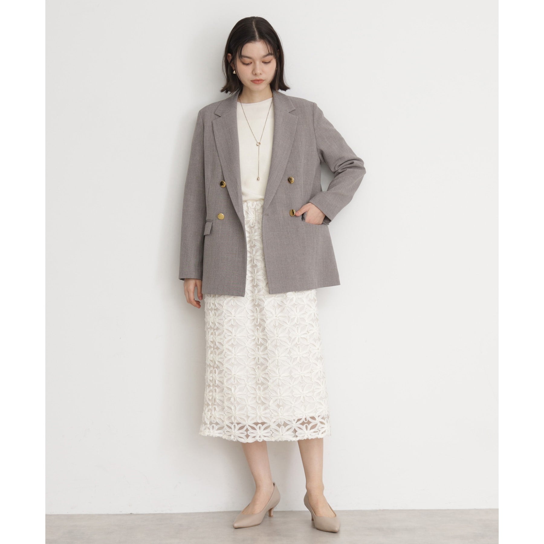 ザ ショップ ティーケー  (ウィメン) THE SHOP TK(Women) 刺繍レーススカート （ブラック(019)） ブラック(019)