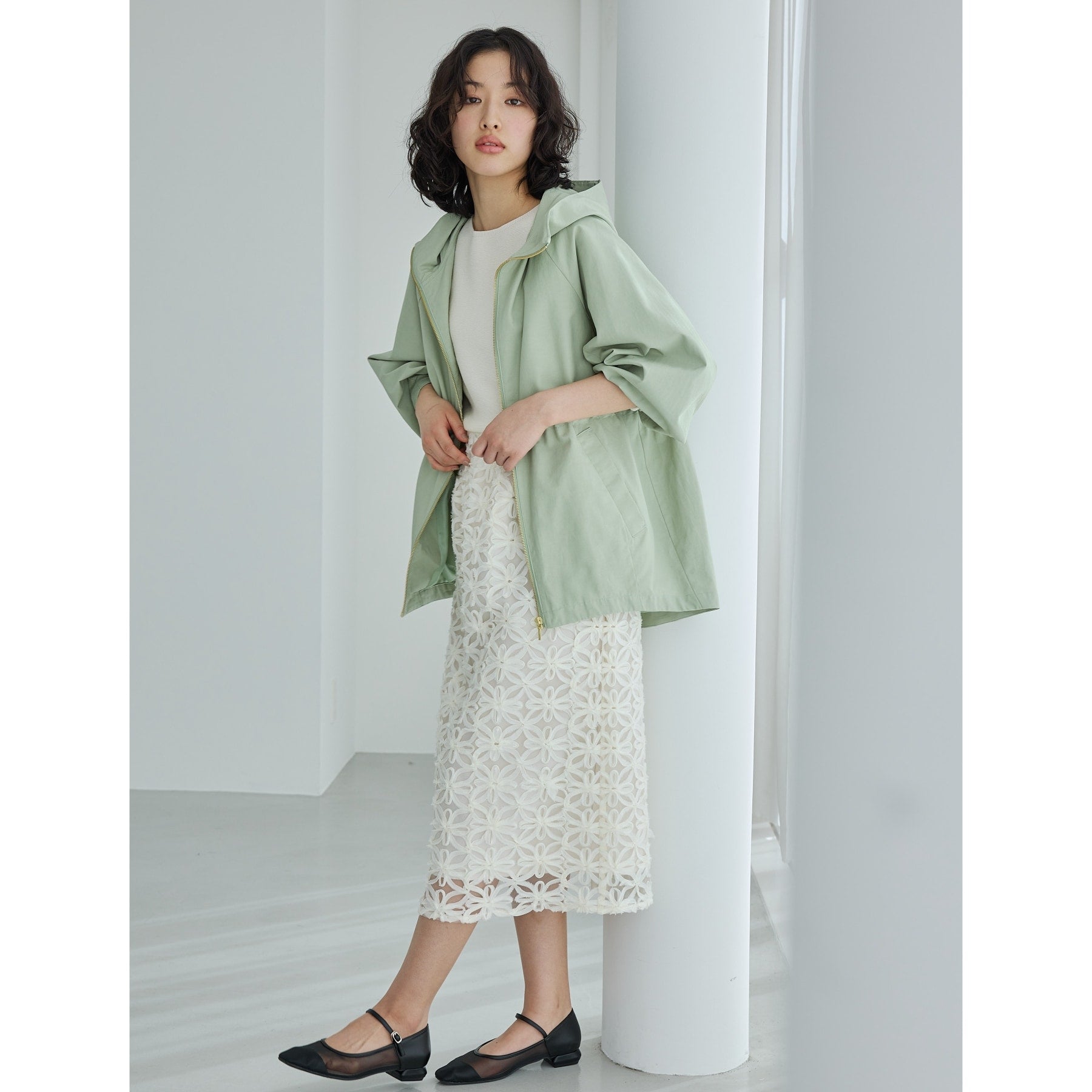 ザ ショップ ティーケー  (ウィメン) THE SHOP TK(Women) 刺繍レーススカート （ブラック(019)） ブラック(019)