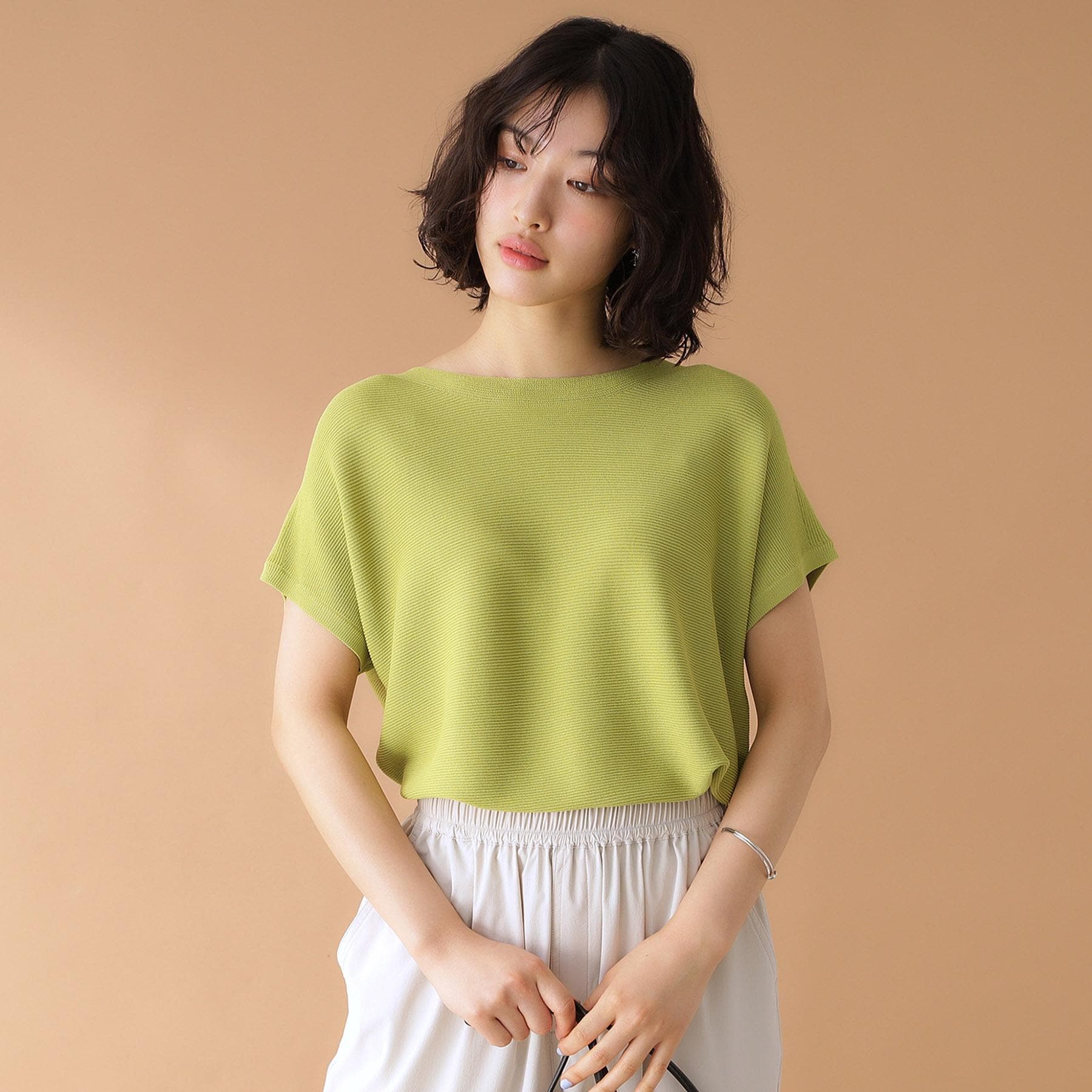 ザ ショップ ティーケー  (ウィメン) THE SHOP TK(Women) 【UVケア/毛玉になりにくい/選べる8色】美人フレンチニット/洗濯機OK （グリーン(025)） グリーン(025)