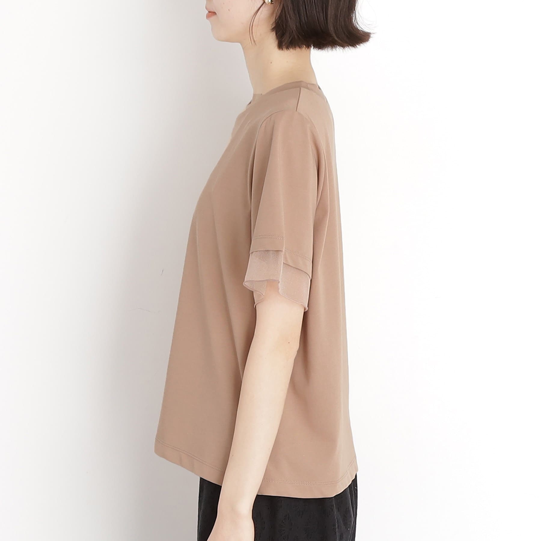 ザ ショップ ティーケー  (ウィメン) THE SHOP TK(Women) 【UVケア/毛玉になりにくい/接触冷感】袖シアーTシャツ/洗濯機OK （キャメルブラウン(041)） キャメルブラウン(041)