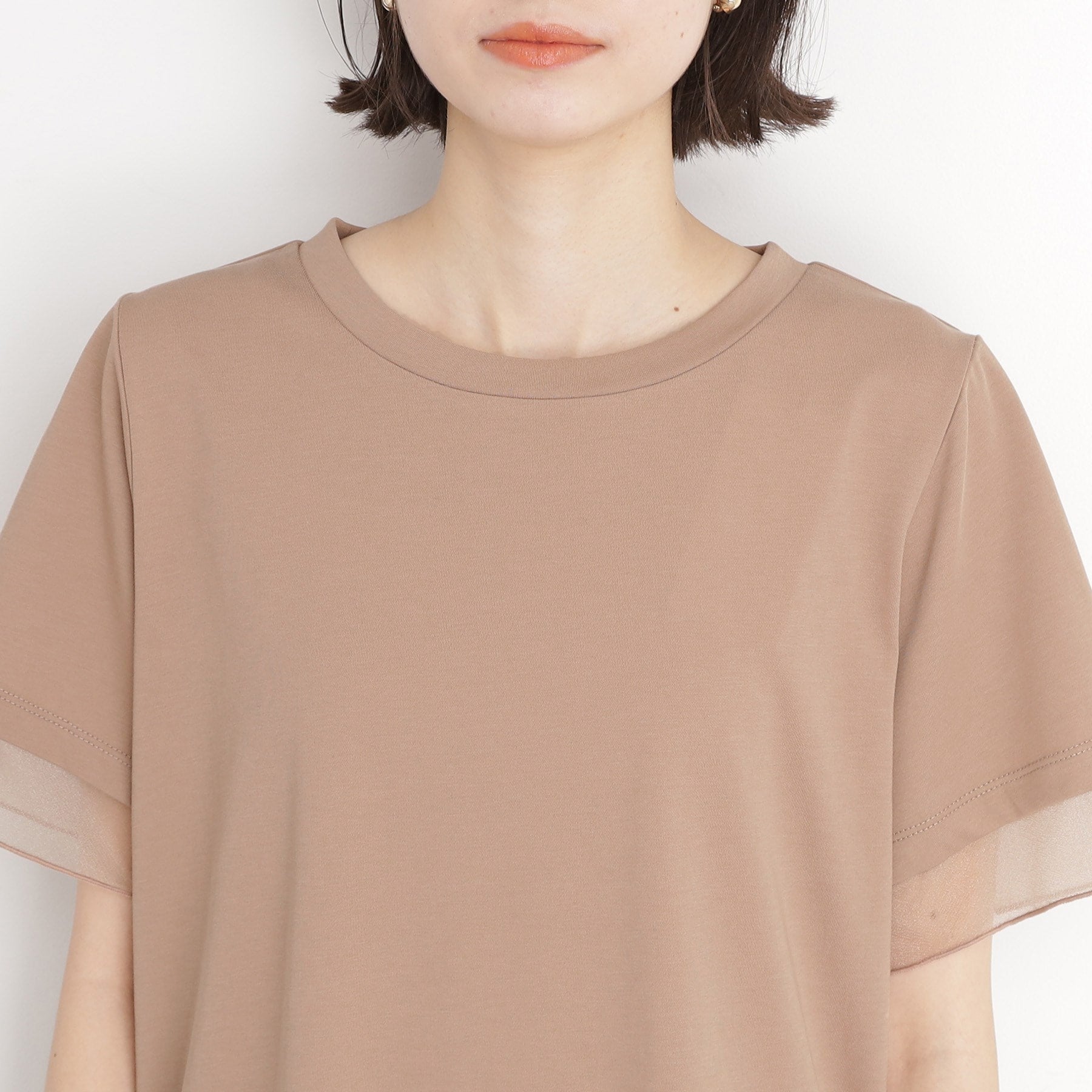 ザ ショップ ティーケー  (ウィメン) THE SHOP TK(Women) 【UVケア/毛玉になりにくい/接触冷感】袖シアーTシャツ/洗濯機OK （キャメルブラウン(041)） キャメルブラウン(041)