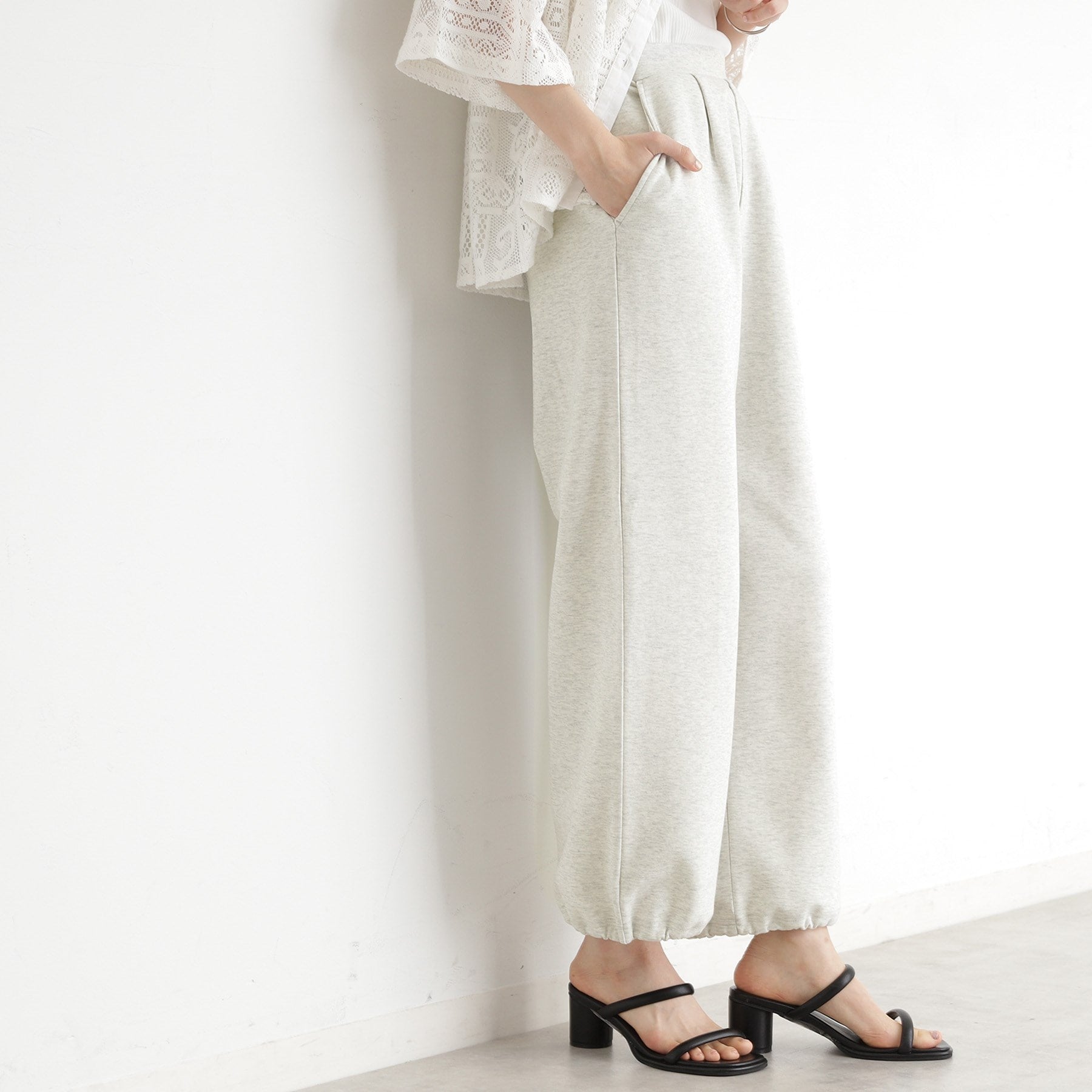 ザ ショップ ティーケー  (ウィメン) THE SHOP TK(Women) ワイドポンチパンツ【洗える】 （グレージュ(050)） グレージュ(050)