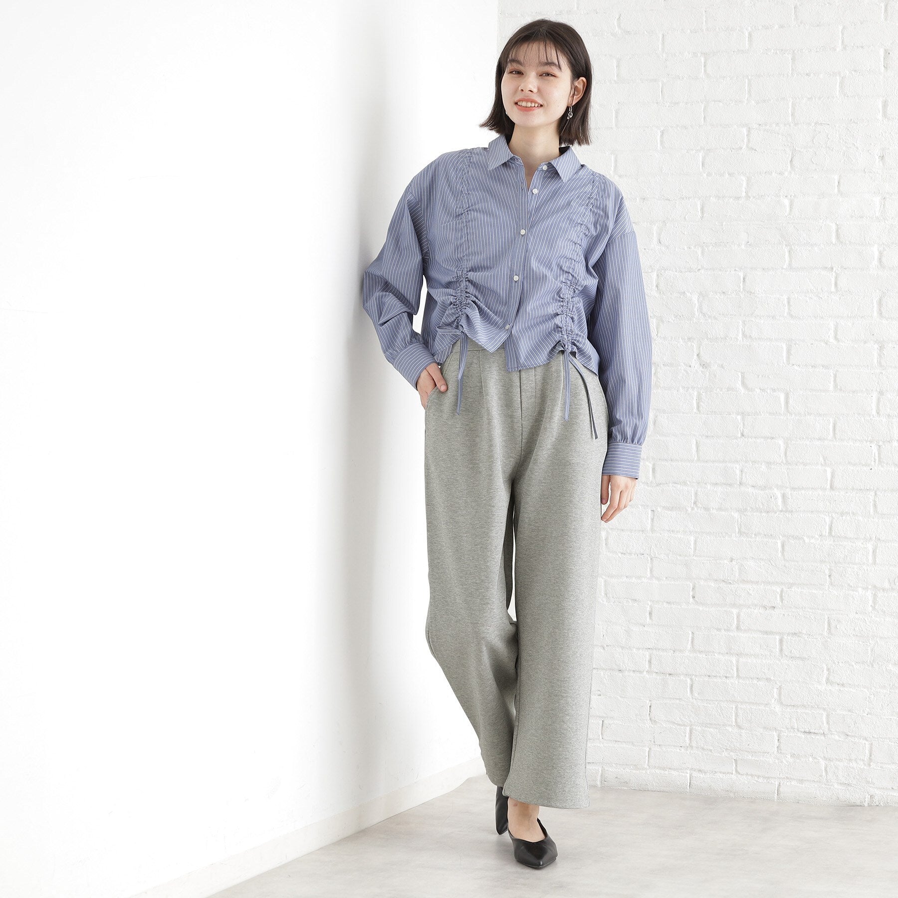 ザ ショップ ティーケー  (ウィメン) THE SHOP TK(Women) ワイドポンチパンツ【洗える】 （グレージュ(050)） グレージュ(050)