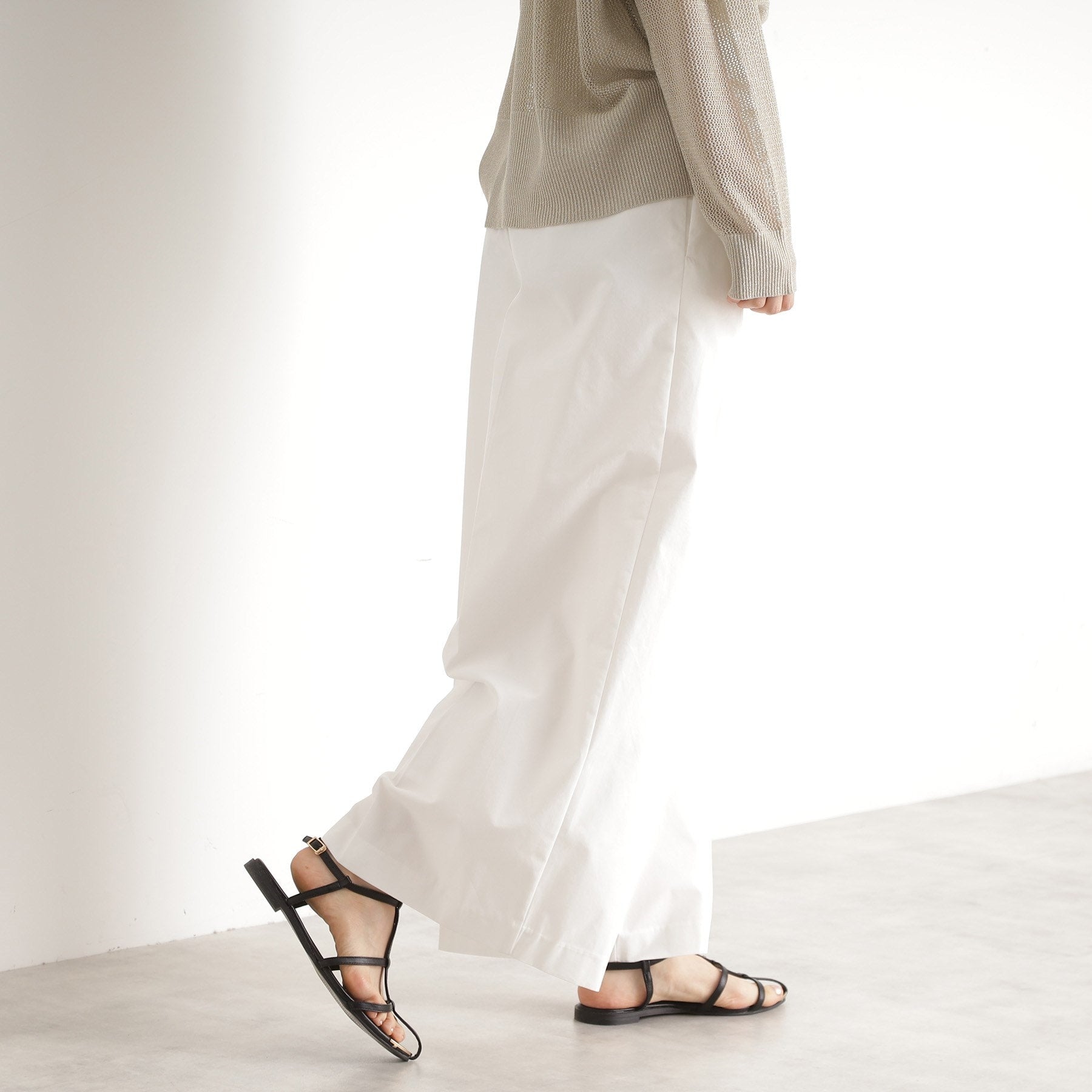 ザ ショップ ティーケー  (ウィメン) THE SHOP TK(Women) コットンナイロン2タックワイドパンツ （オフホワイト(003)） オフホワイト(003)