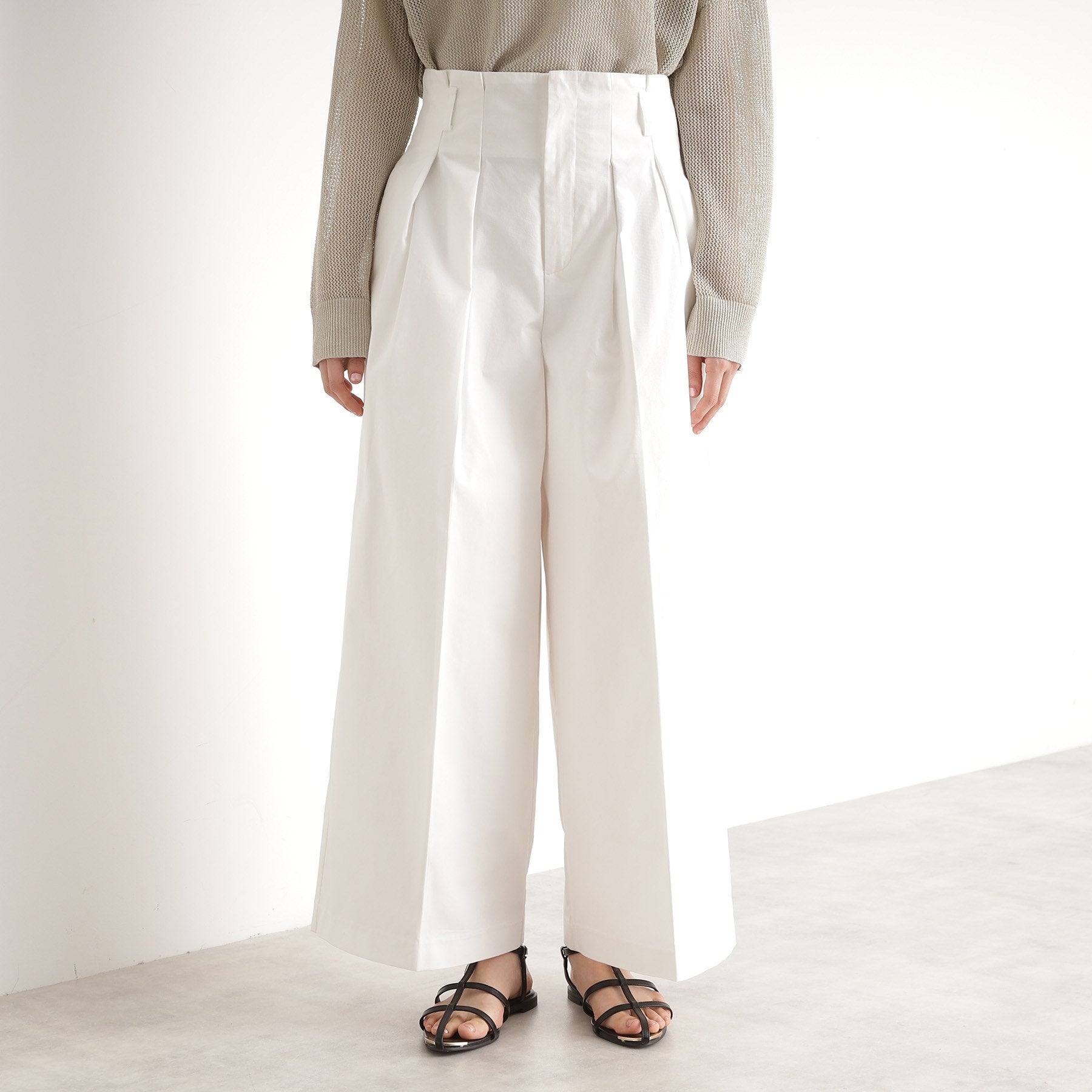 ザ ショップ ティーケー  (ウィメン) THE SHOP TK(Women) コットンナイロン2タックワイドパンツ （オフホワイト(003)） オフホワイト(003)