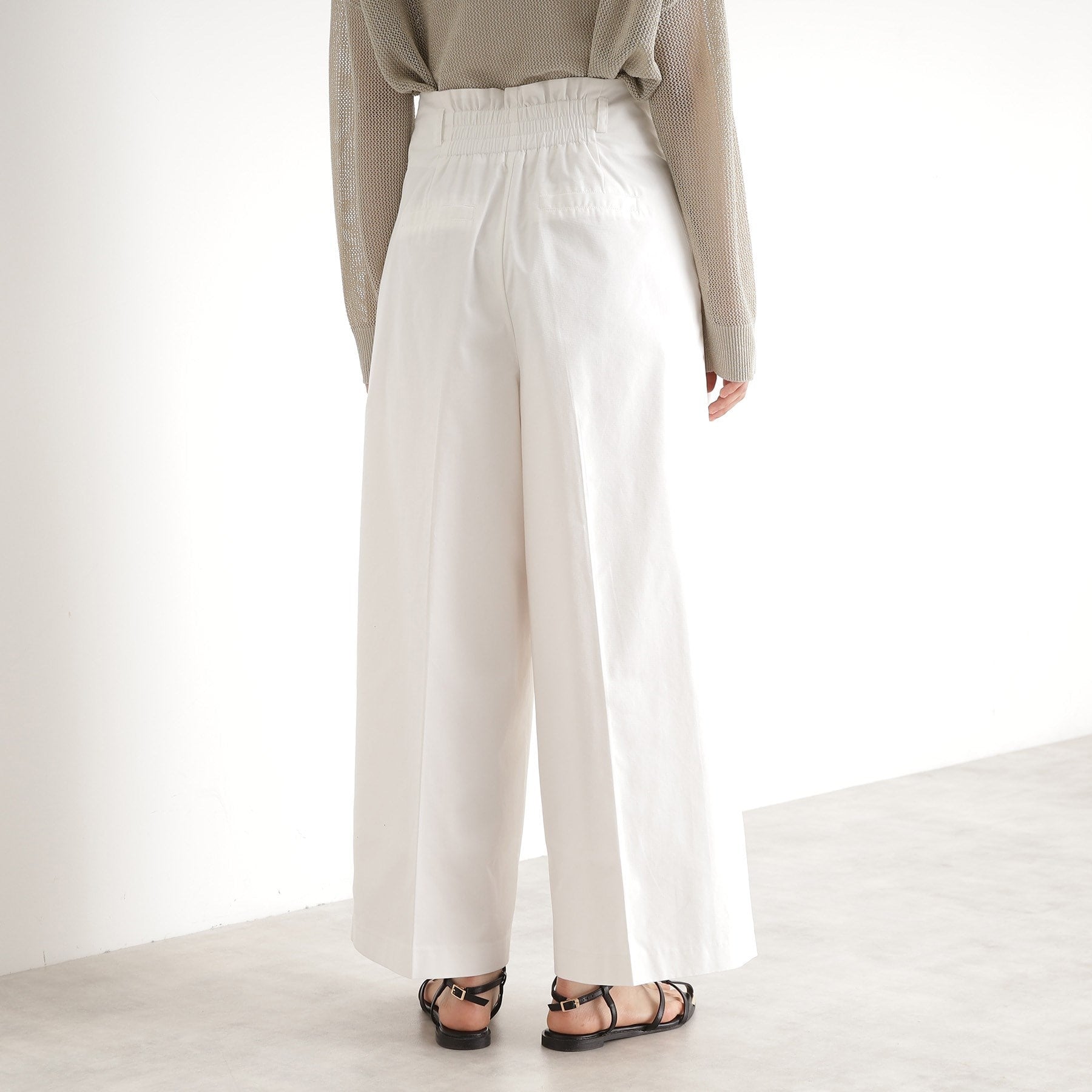 ザ ショップ ティーケー  (ウィメン) THE SHOP TK(Women) コットンナイロン2タックワイドパンツ （オフホワイト(003)） オフホワイト(003)