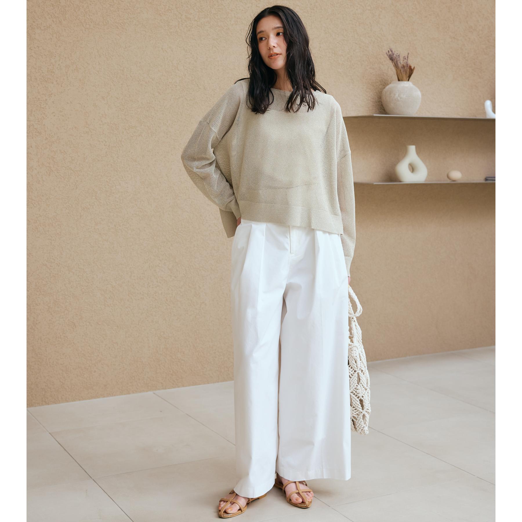 ザ ショップ ティーケー  (ウィメン) THE SHOP TK(Women) コットンナイロン2タックワイドパンツ （オフホワイト(003)） オフホワイト(003)