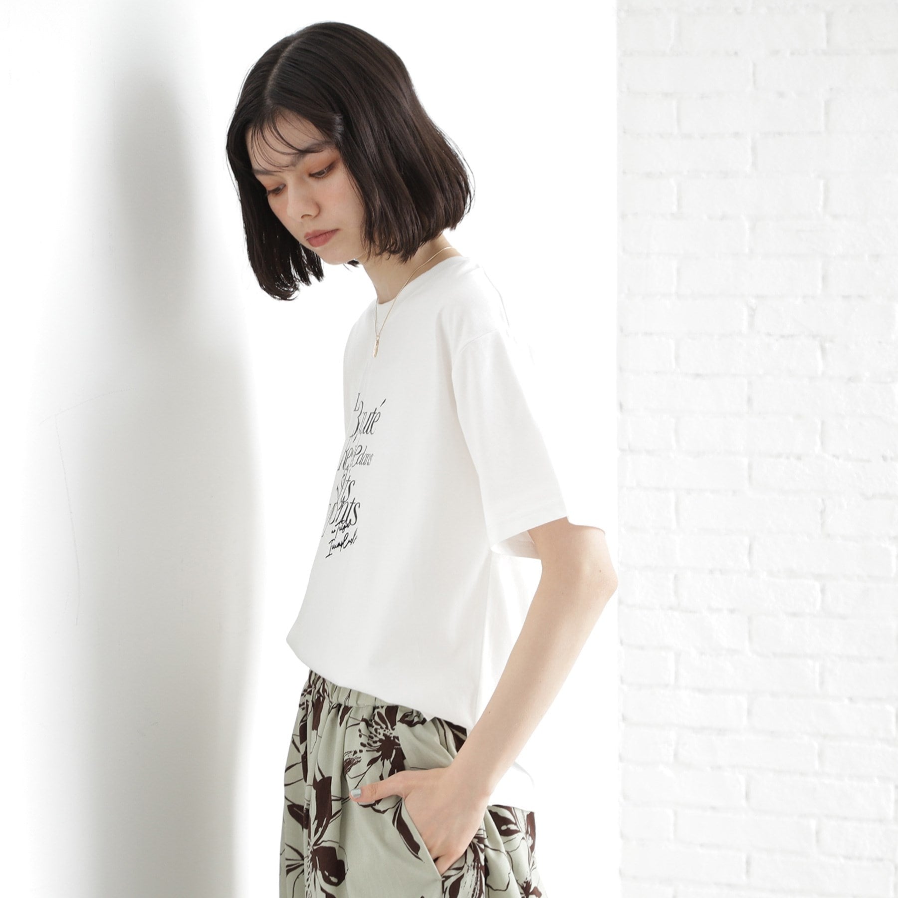 ザ ショップ ティーケー  (ウィメン) THE SHOP TK(Women) サスティナブルロゴアソートTシャツプレ天 （オフホワイト(503)） オフホワイト(503)