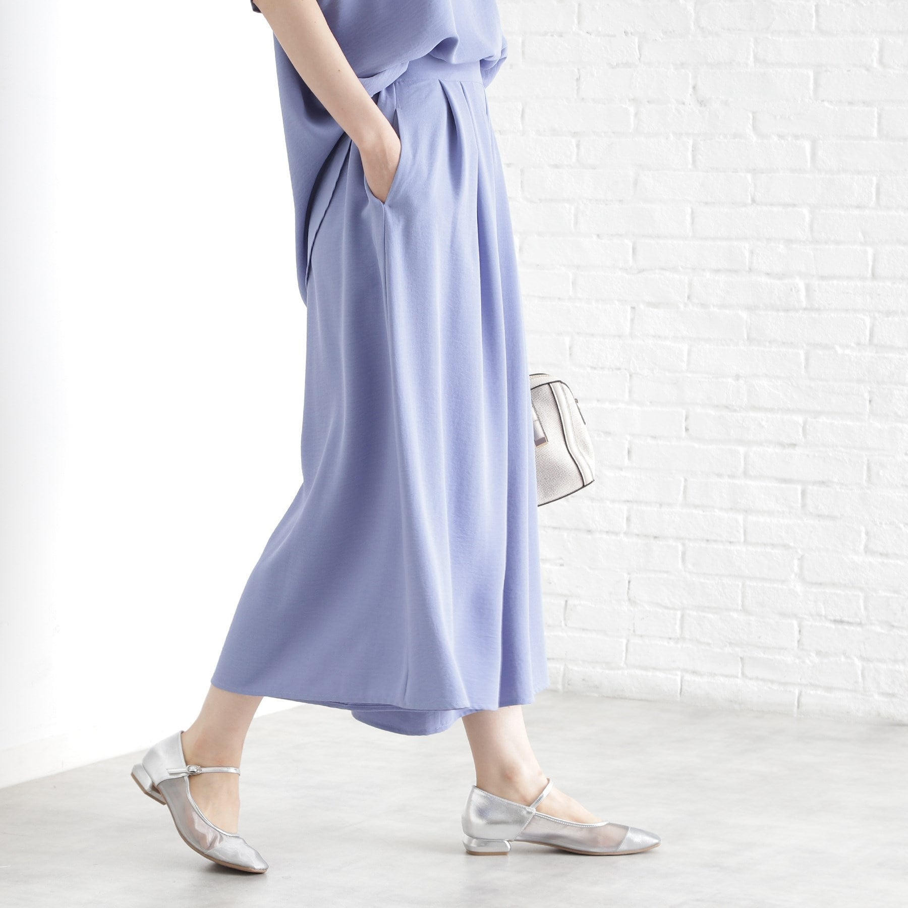 ザ ショップ ティーケー  (ウィメン) THE SHOP TK(Women) フレアスカートパンツ【シワになりにくい／接触冷感／UV／洗える】 （ブルー(092)） ブルー(092)