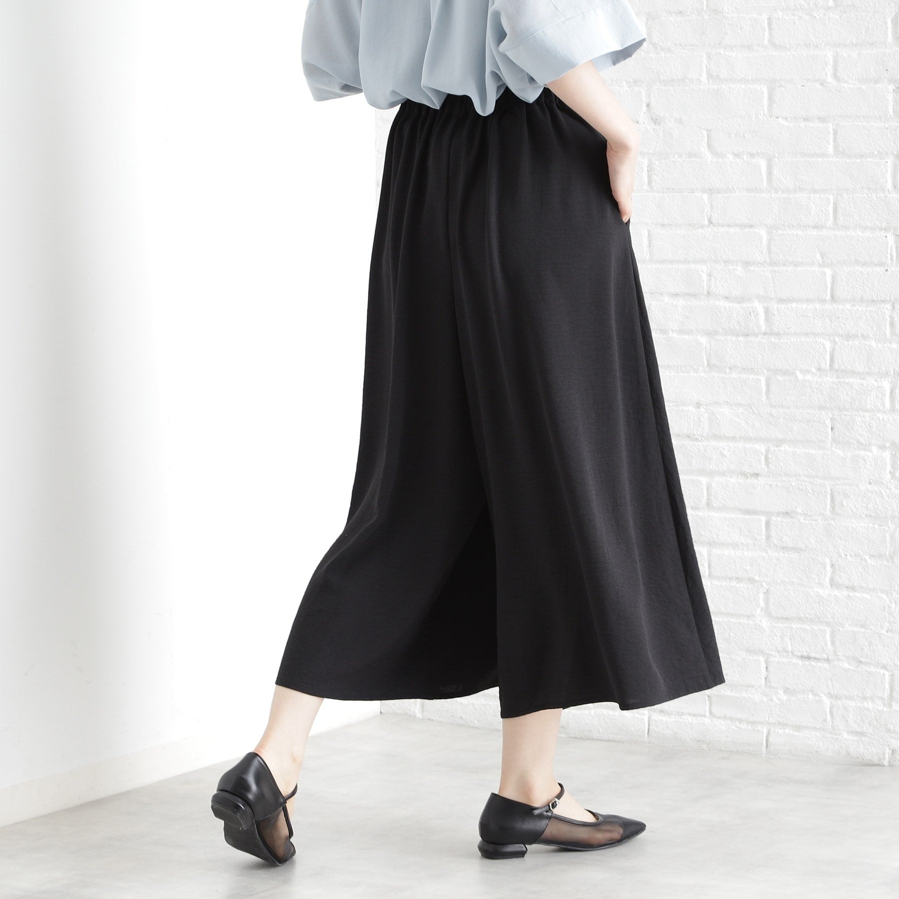 ザ ショップ ティーケー  (ウィメン) THE SHOP TK(Women) フレアスカートパンツ【シワになりにくい／接触冷感／UV／洗える】 （ブルー(092)） ブルー(092)