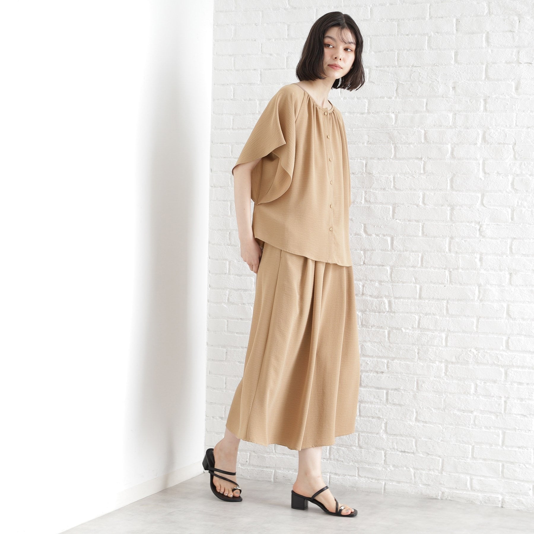 ザ ショップ ティーケー  (ウィメン) THE SHOP TK(Women) フレアスカートパンツ【シワになりにくい／接触冷感／UV／洗える】 （ブルー(092)） ブルー(092)