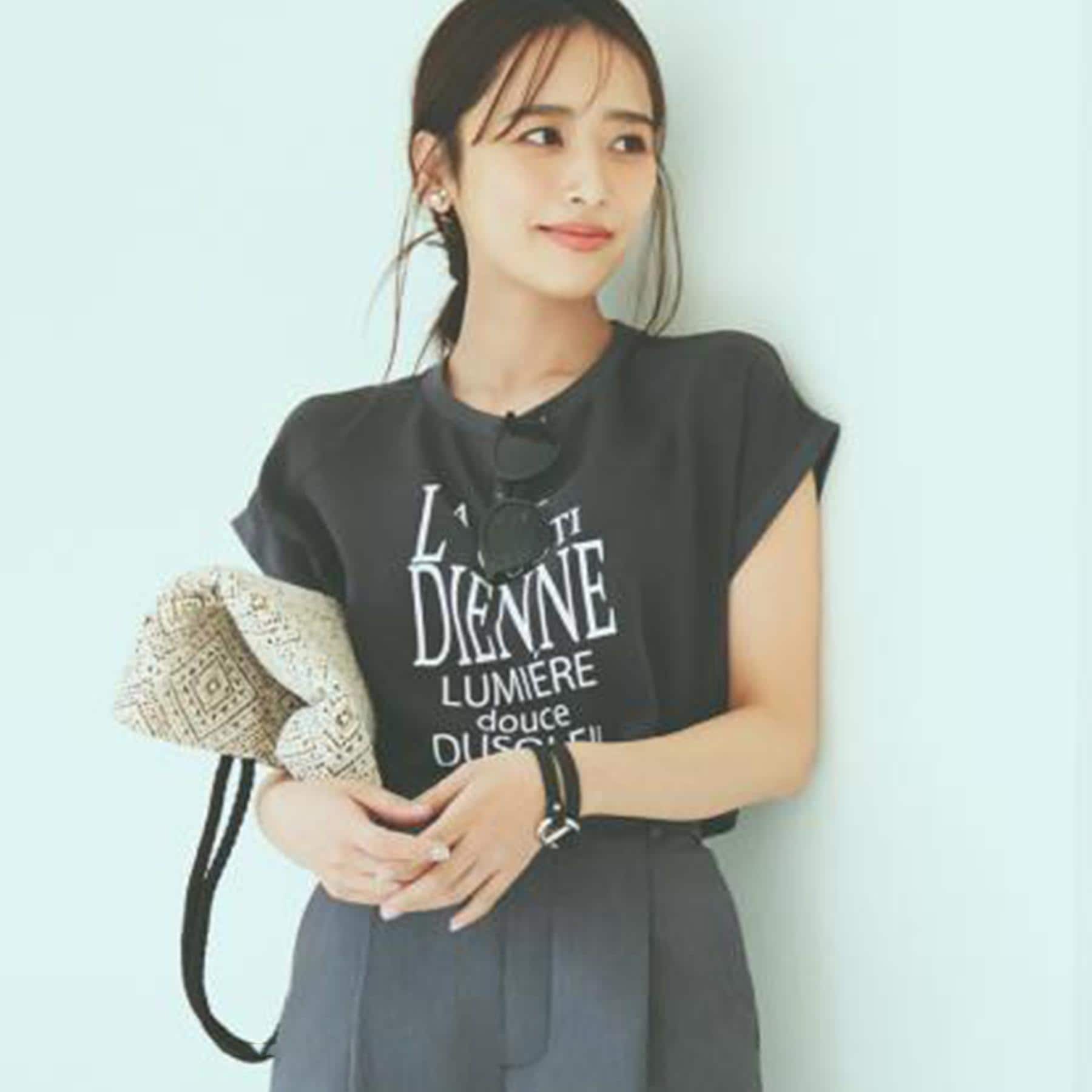 ザ ショップ ティーケー  (ウィメン) THE SHOP TK(Women) アソートロゴTシャツ【シワになりにくい／接触冷感／UV／洗える】 （グレージュ(150)） グレージュ(150)