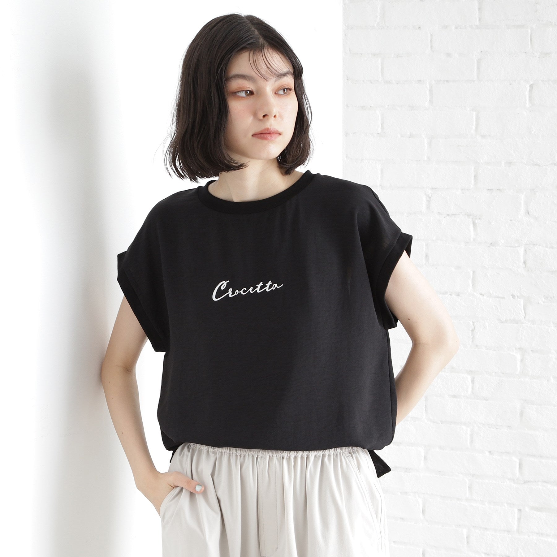 ザ ショップ ティーケー  (ウィメン) THE SHOP TK(Women) アソートロゴTシャツ【シワになりにくい／接触冷感／UV／洗える】 （ブラック(019)） ブラック(019)