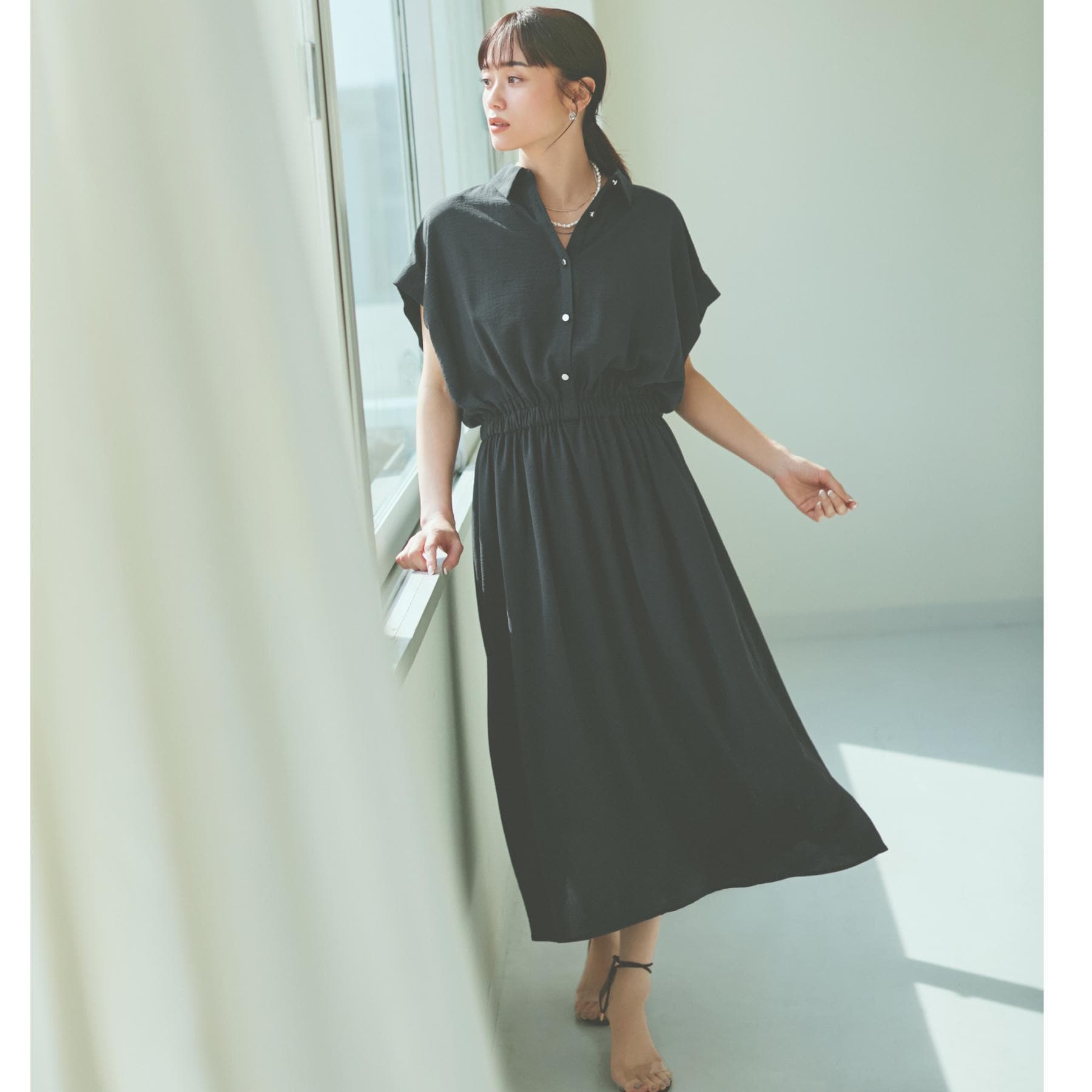 ザ ショップ ティーケー  (ウィメン) THE SHOP TK(Women) リラックスワンピース【シワになりにくい／接触冷感／UV／洗える】 （ブラック(019)） ブラック(019)