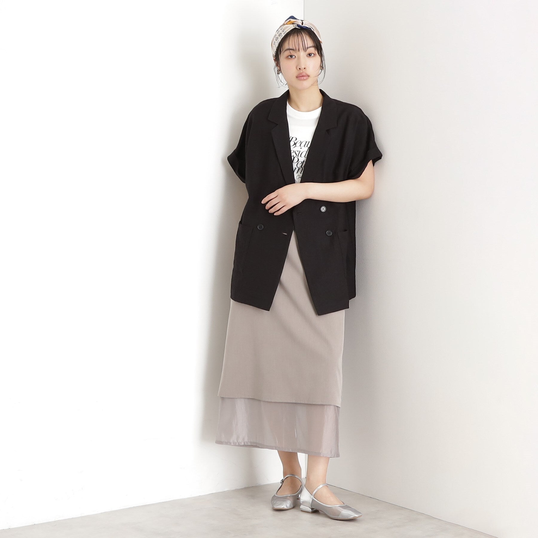 ザ ショップ ティーケー  (ウィメン) THE SHOP TK(Women) リネン混半袖テーラージャケット【洗える/セットアップ可】 （ブラック(019)） ブラック(019)