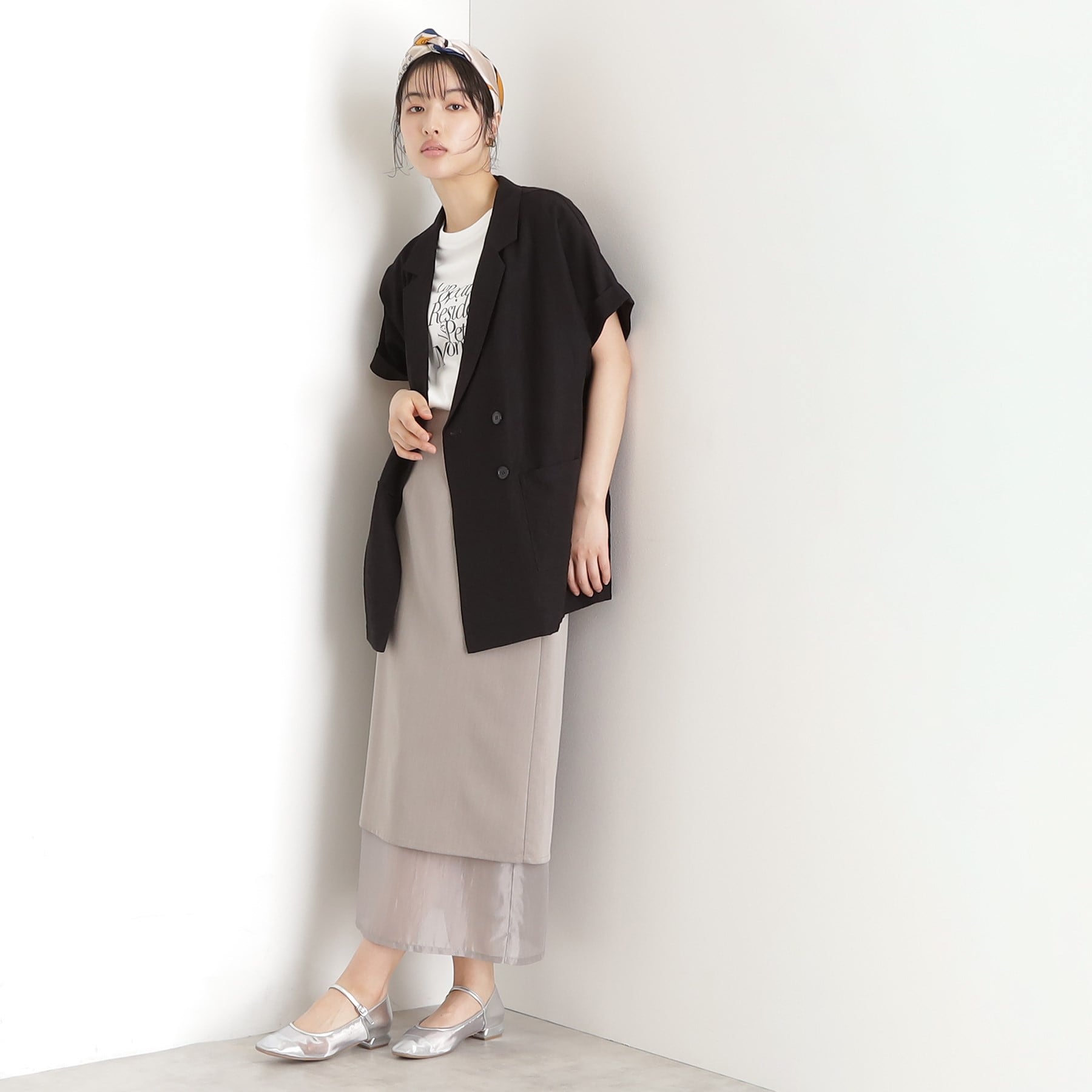 ザ ショップ ティーケー  (ウィメン) THE SHOP TK(Women) リネン混半袖テーラージャケット【洗える/セットアップ可】 （ブラック(019)） ブラック(019)