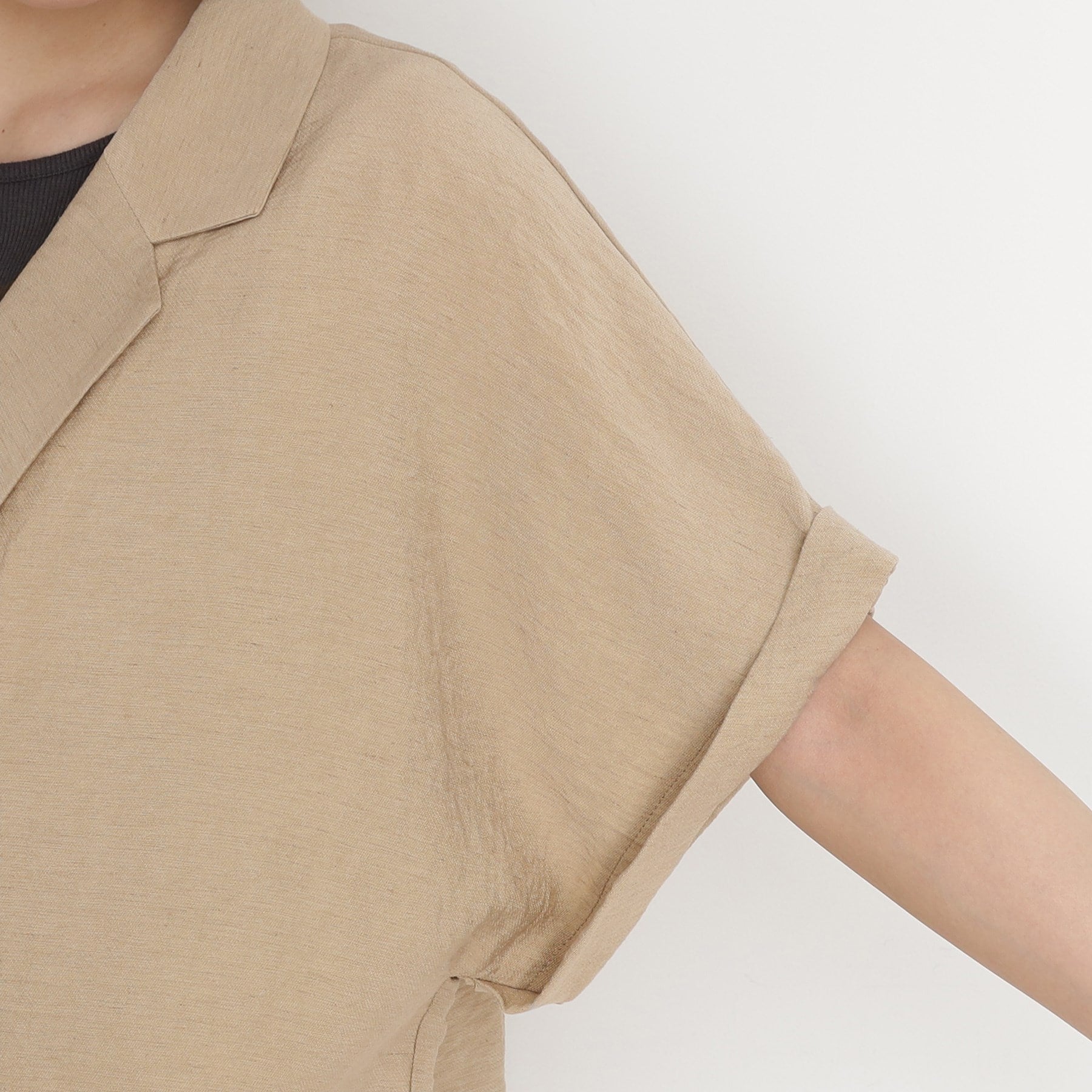 ザ ショップ ティーケー  (ウィメン) THE SHOP TK(Women) リネン混半袖テーラージャケット【洗える/セットアップ可】 （ブラック(019)） ブラック(019)