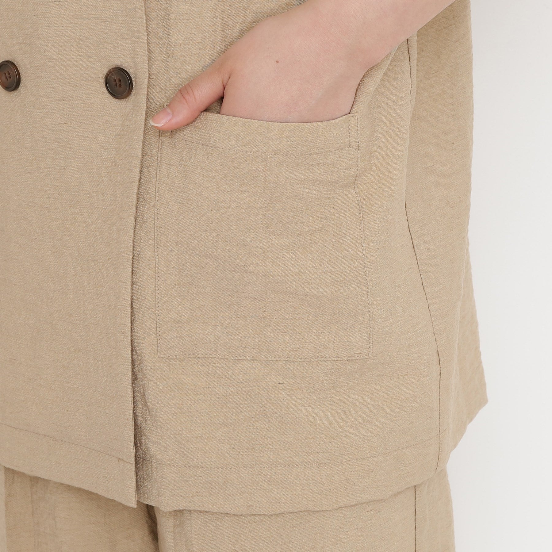 ザ ショップ ティーケー  (ウィメン) THE SHOP TK(Women) リネン混半袖テーラージャケット【洗える/セットアップ可】 （ブラック(019)） ブラック(019)