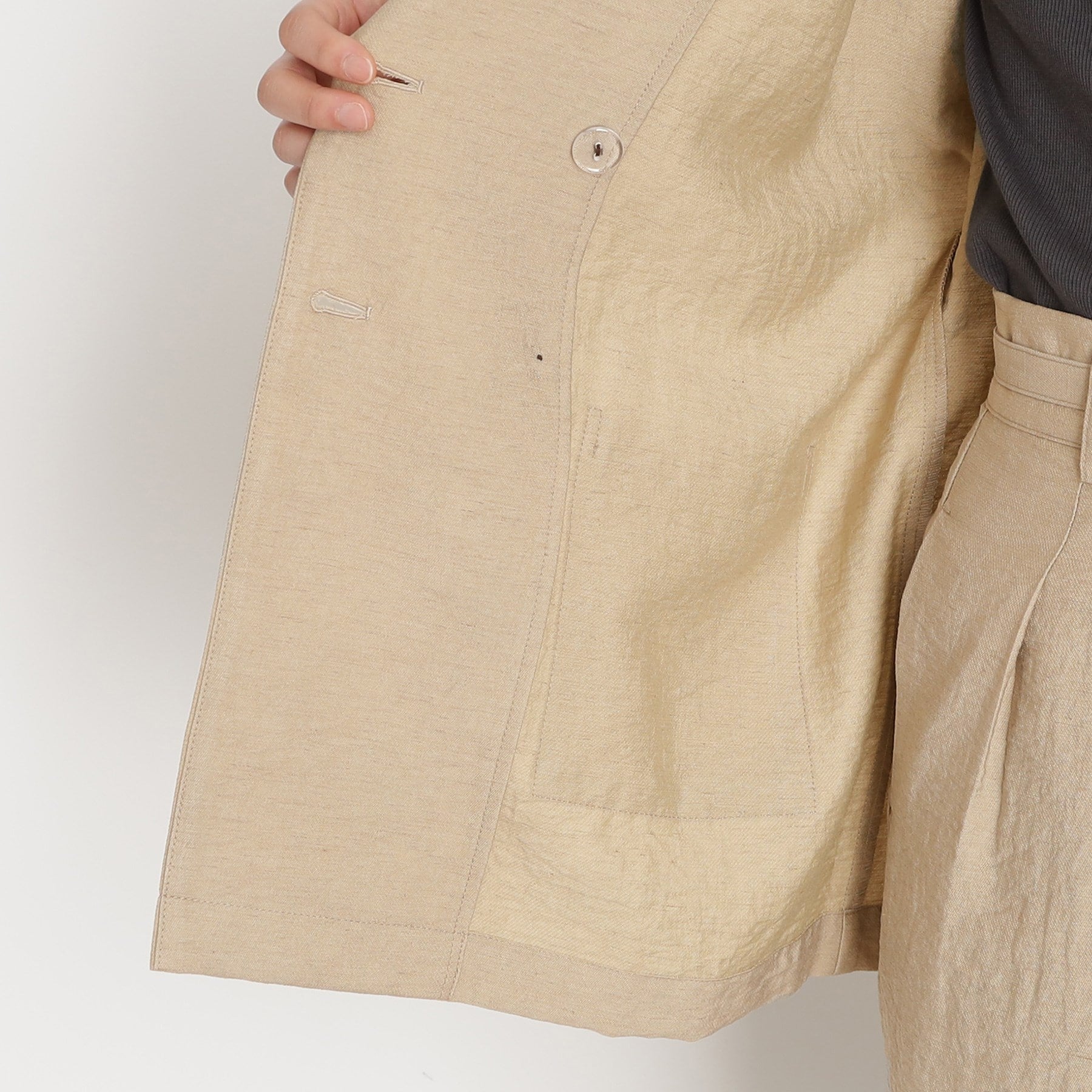ザ ショップ ティーケー  (ウィメン) THE SHOP TK(Women) リネン混半袖テーラージャケット【洗える/セットアップ可】 （ブラック(019)） ブラック(019)